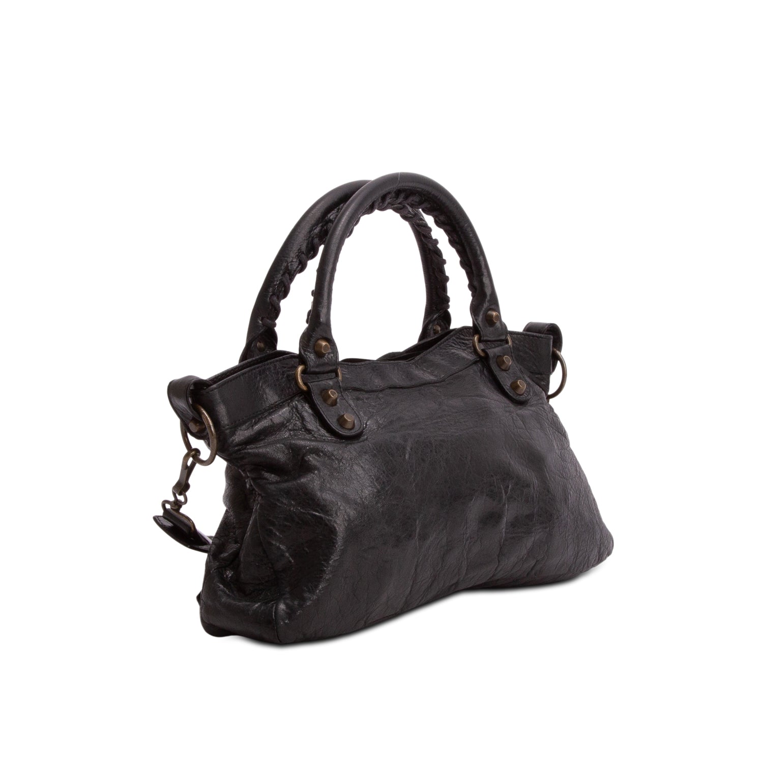 Balenciaga Black Agneau Classic Hardware First Bag w/ Strap