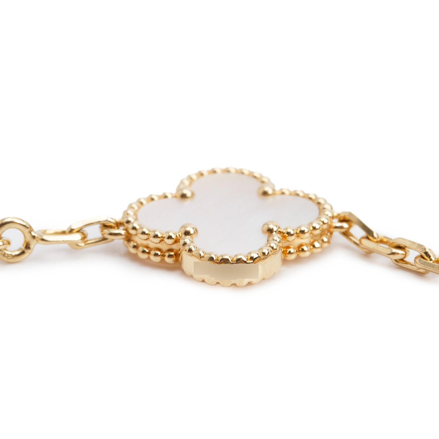 Van Cleef & Arpels 2023 18k Yellow Gold Vintage Alhambra 5 Motif Mother of Pearl Bracelet w/ Box , Receipt, & Certificate