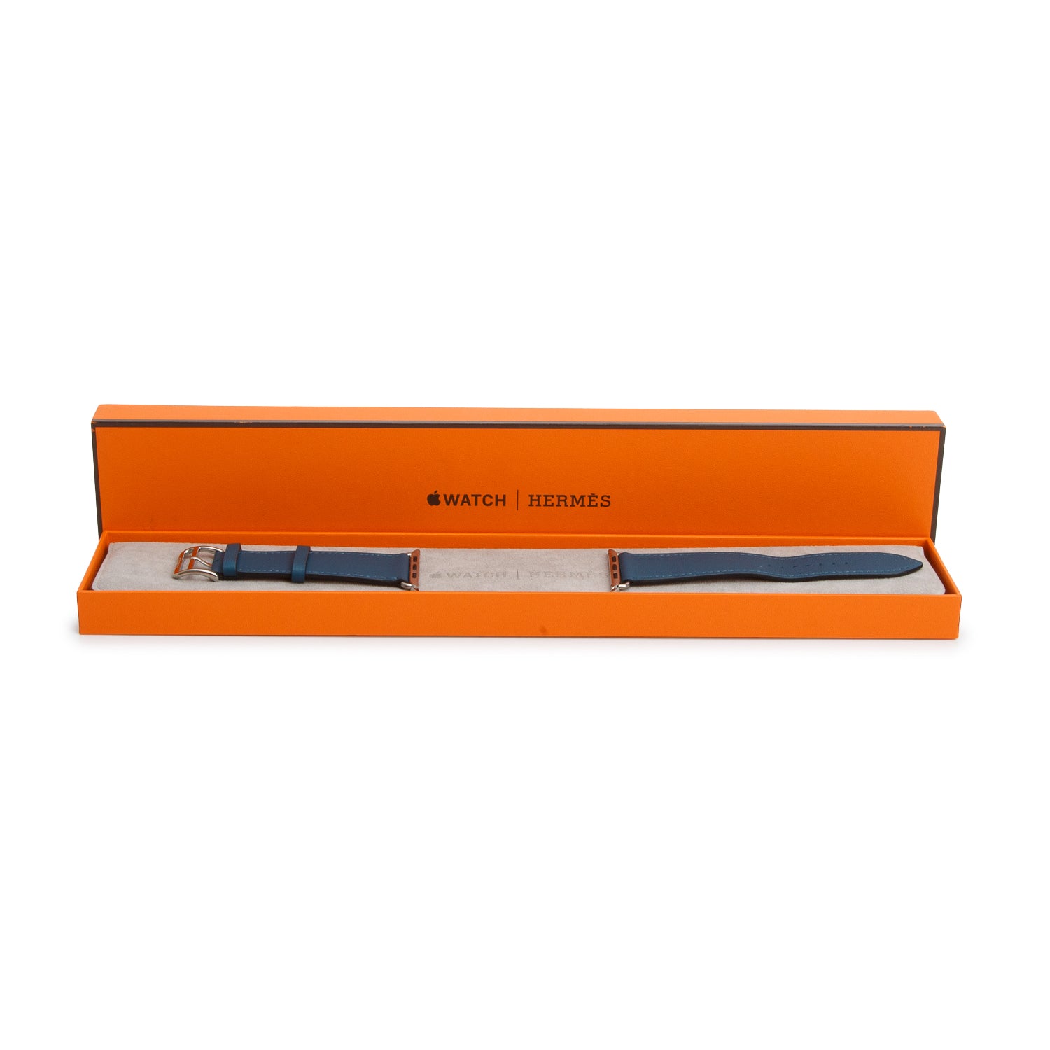 Hermes x Apple Blue Swift Leather Single Tour 42 MM Watch Strap w/ Box
