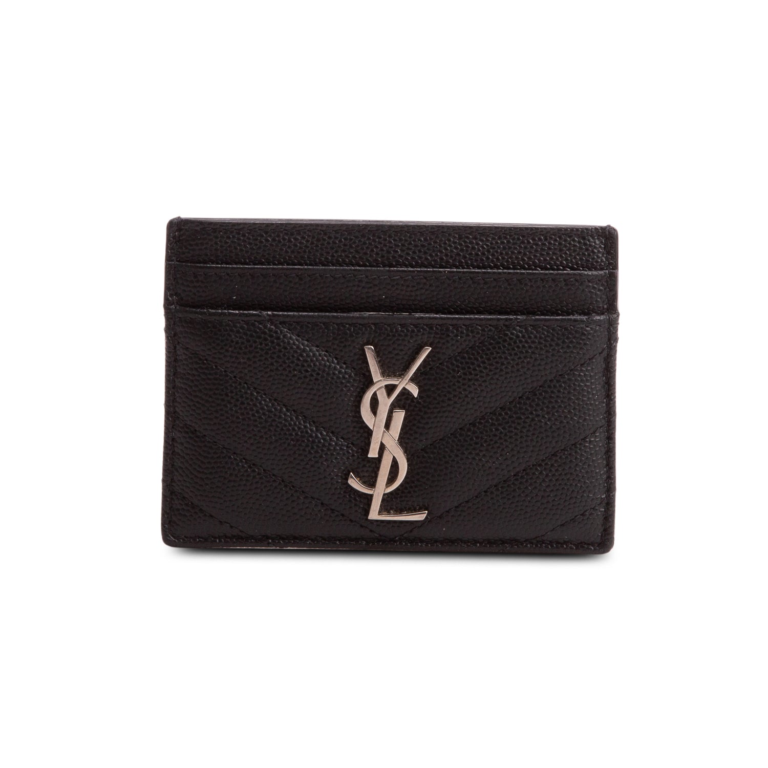 Saint Laurent 2020 Black Grain de Poudre Cassandre Matelasse Card Case