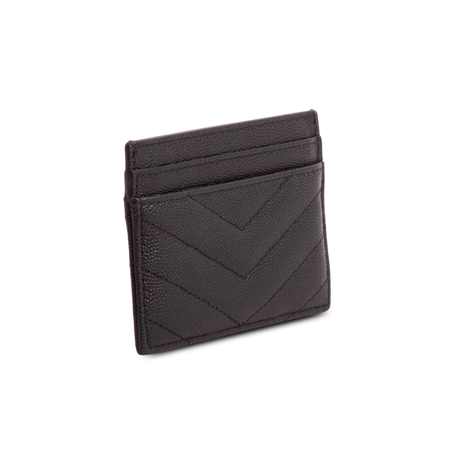 Saint Laurent 2020 Black Grain de Poudre Cassandre Matelasse Card Case