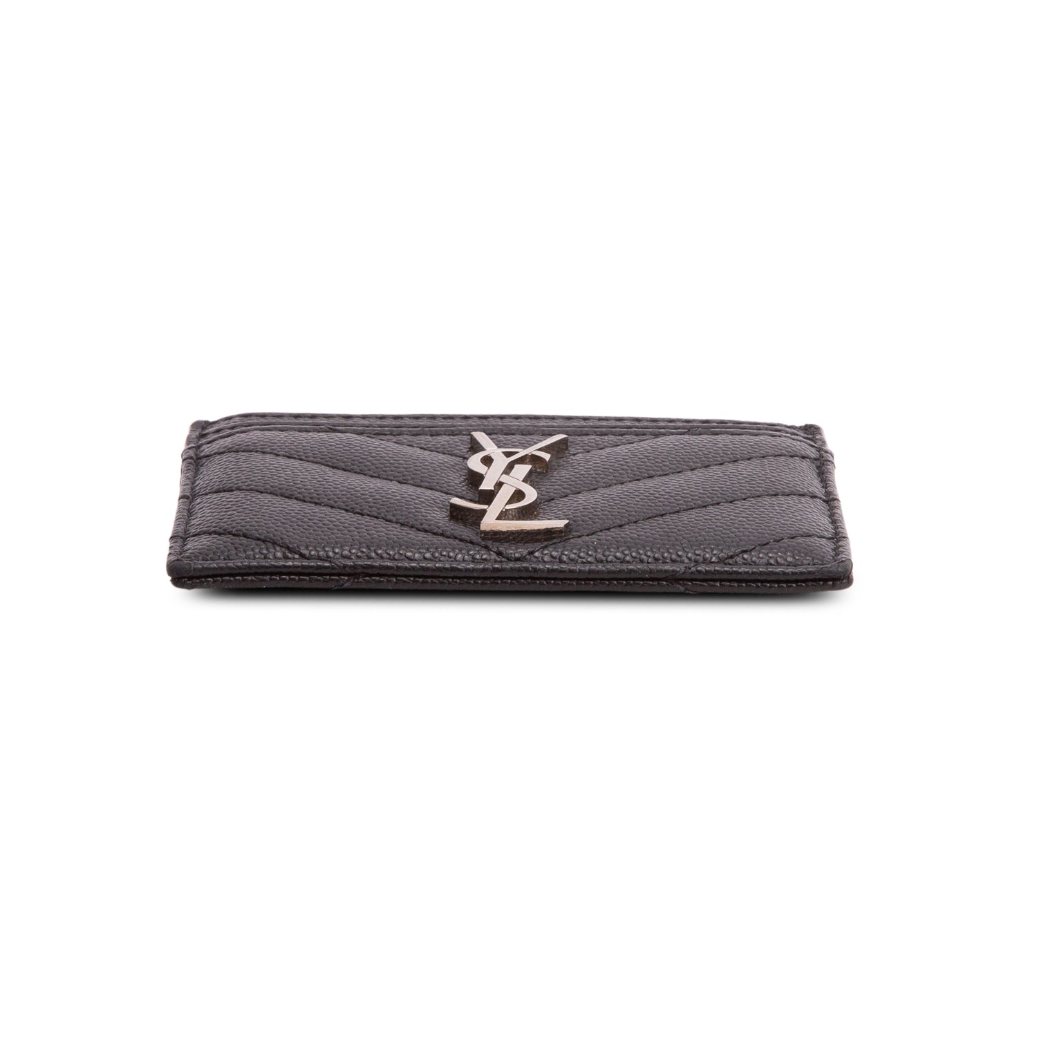 Saint Laurent 2020 Black Grain de Poudre Cassandre Matelasse Card Case