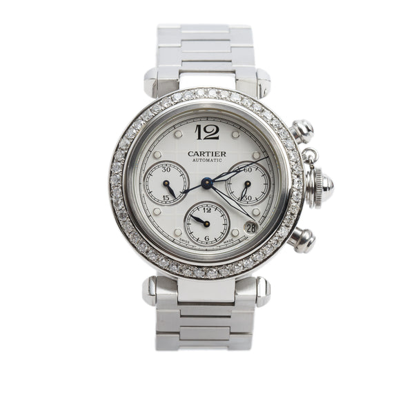 Cartier Stainless Steel Diamond Bezel Pasha C 36 MM Automatic