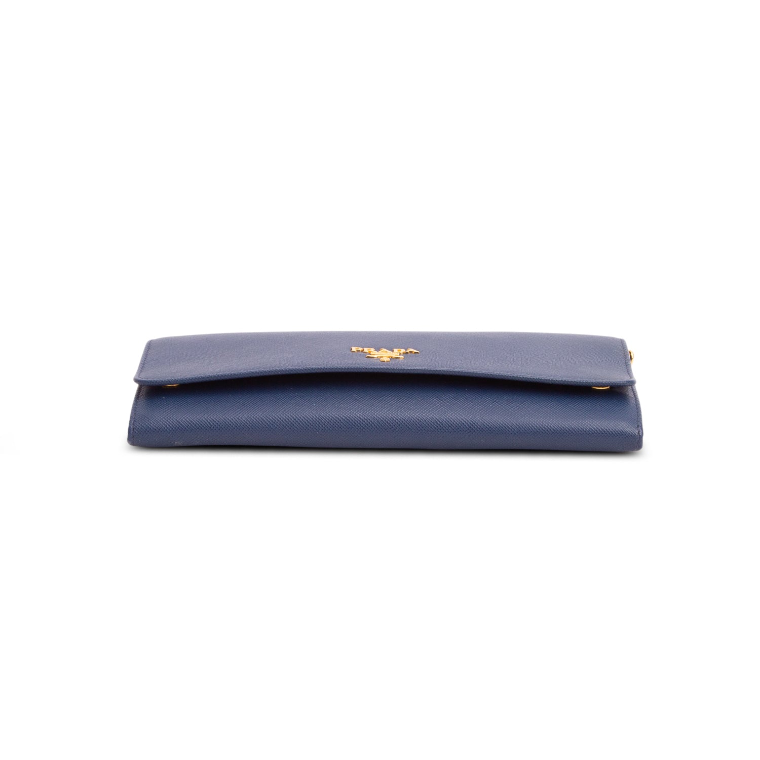 Prada Blue Saffiano Metal Continental Wallet on Chain w/ Authenticity Card