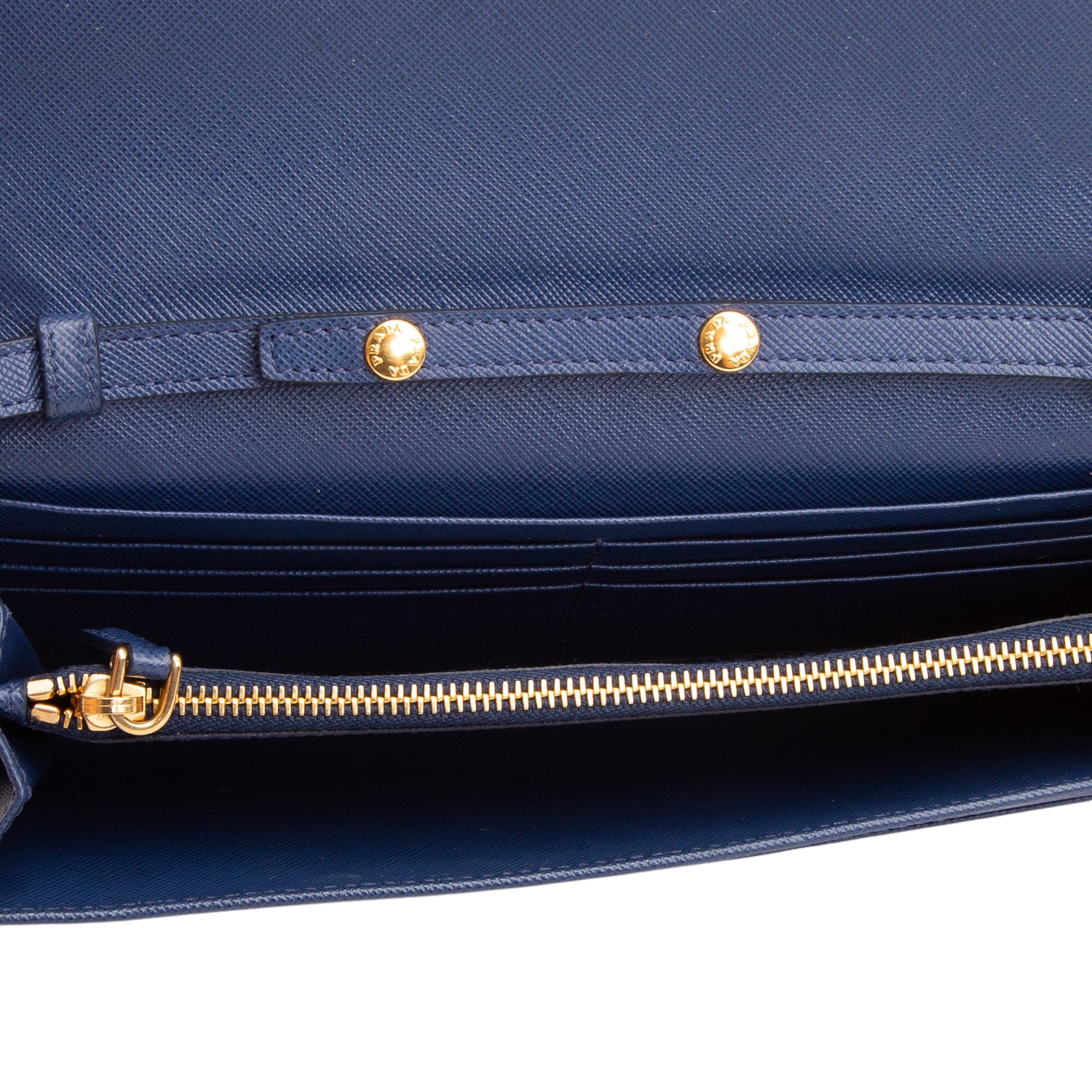 Prada Blue Saffiano Metal Continental Wallet on Chain w/ Authenticity Card