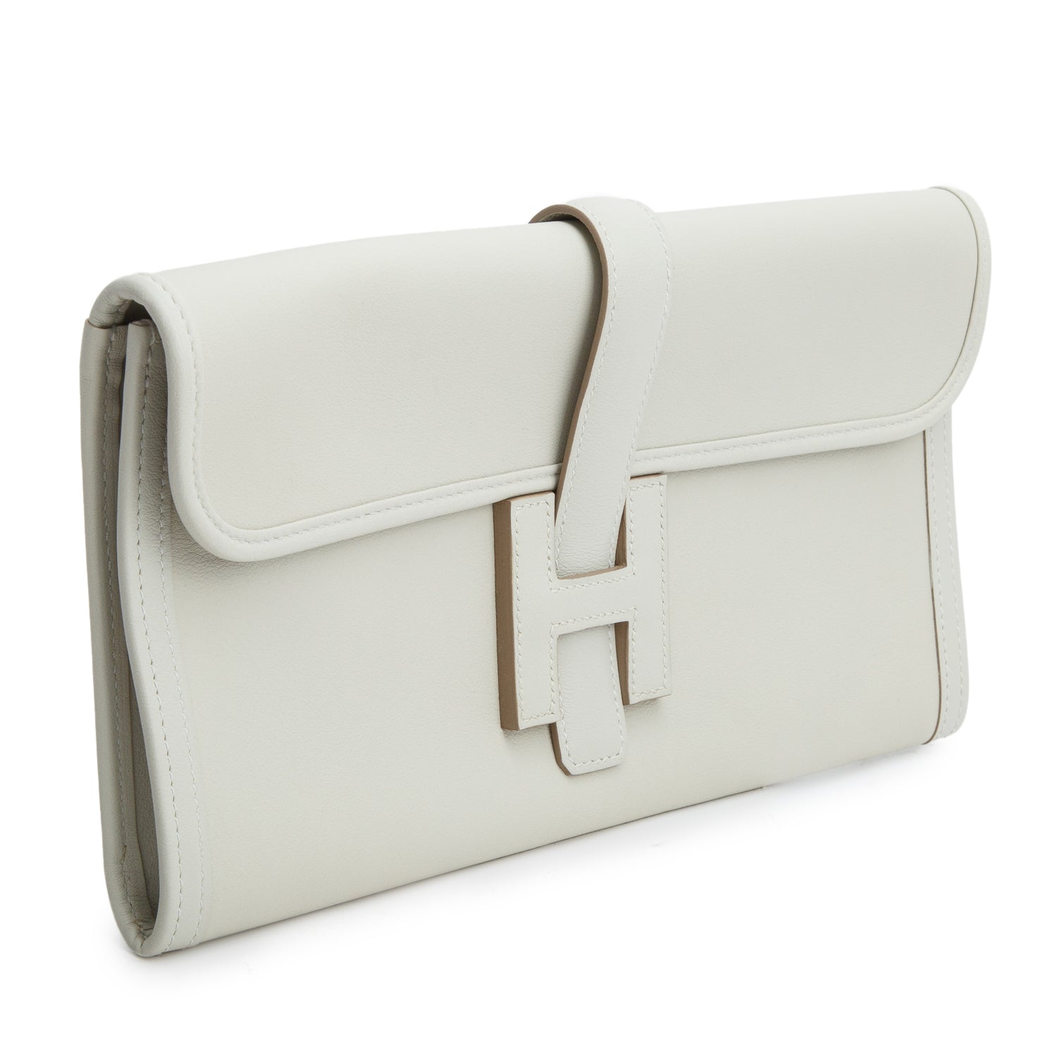 Hermes Craie Swift Leather Jige Elan 29 Clutch w/ Box