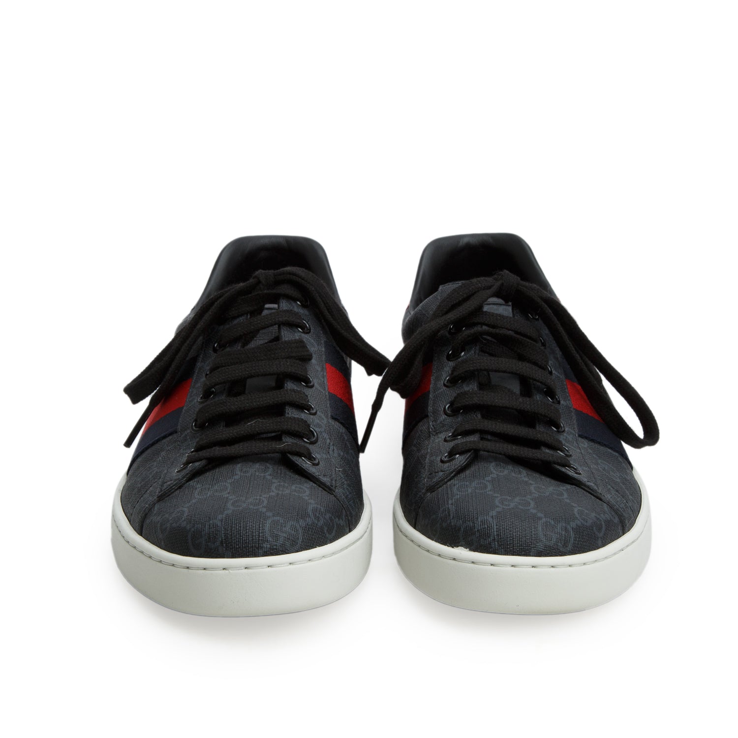 Gucci Grey GG Supreme Red Python Trim Web Ace Sneakers, Men's Size 9.5 w/ Box