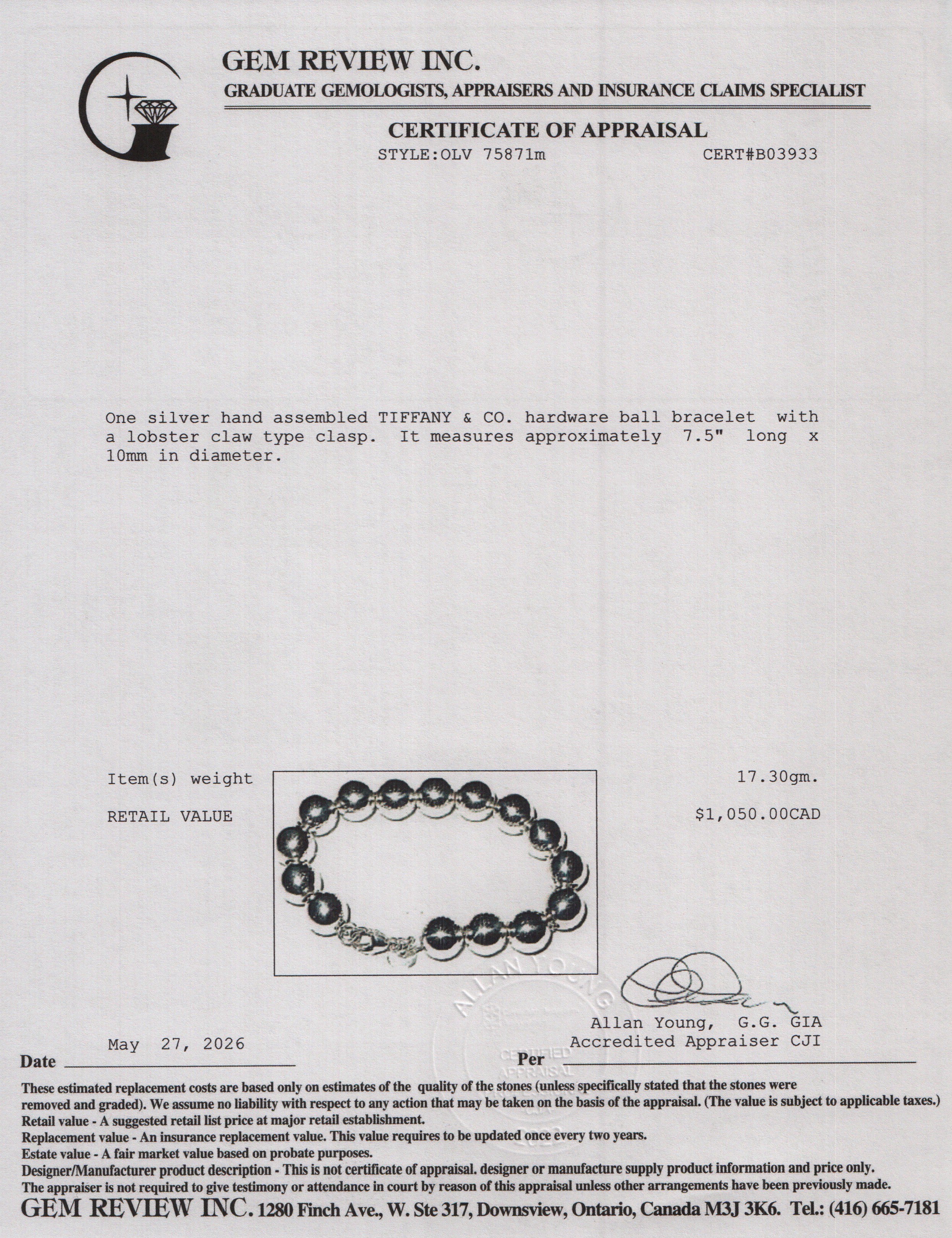 Tiffany & Co. Sterling Silver 10 MM HardWear Ball Bracelet