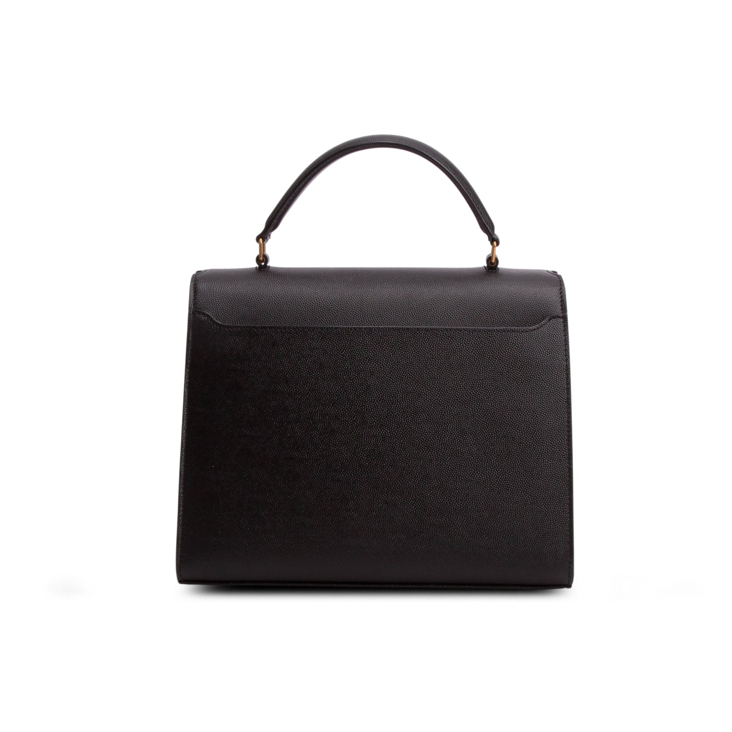 Saint Laurent 2021 Black Grain de Poudre Medium Classic Monogram Cassandra Top Handle w/ Strap