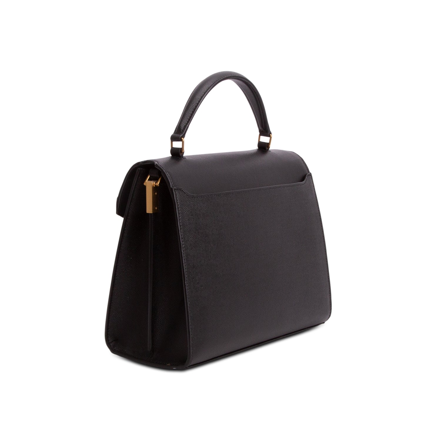 Saint Laurent 2021 Black Grain de Poudre Medium Classic Monogram Cassandra Top Handle w/ Strap