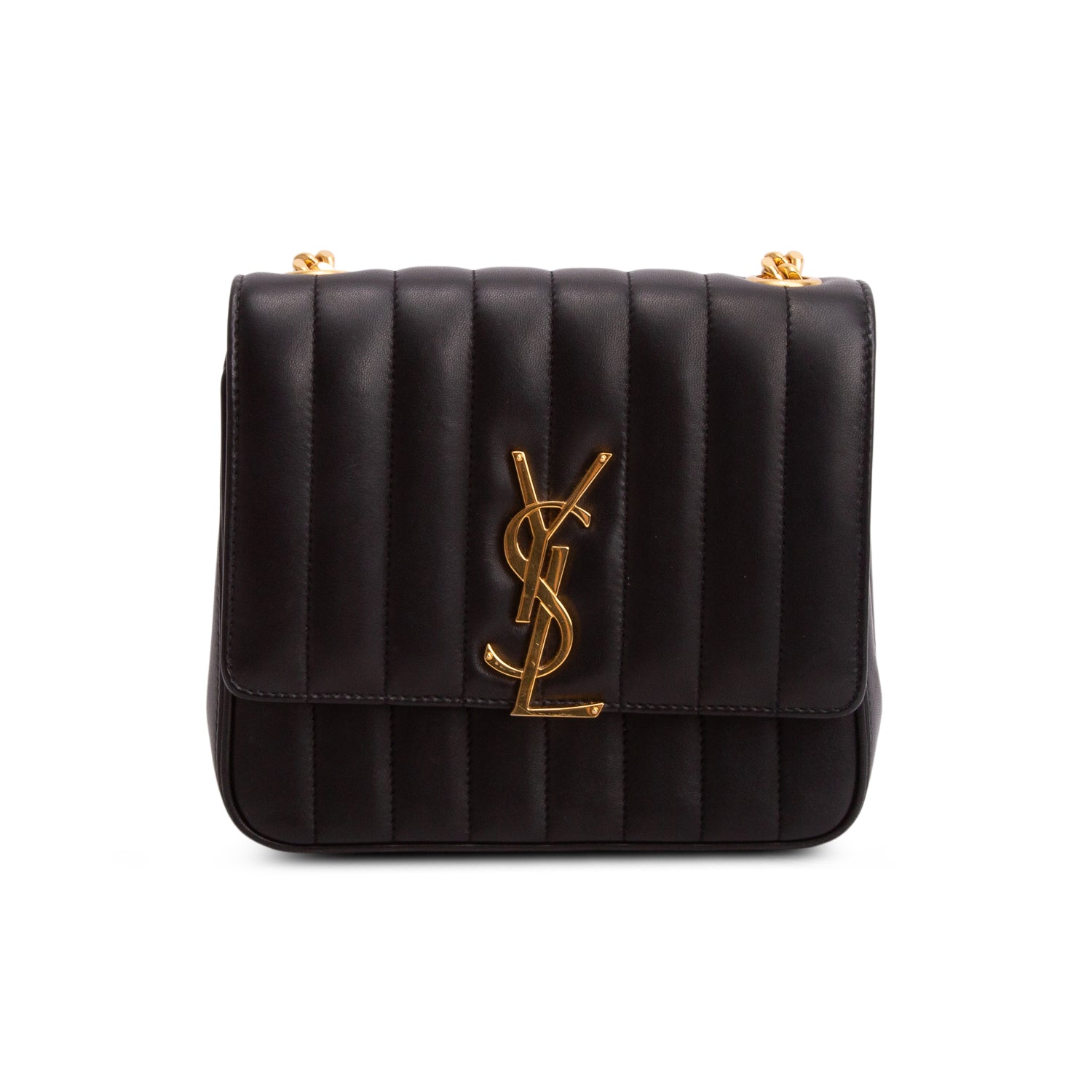 Saint Laurent Black Lambskin Matelasse Monogram Medium Vicky