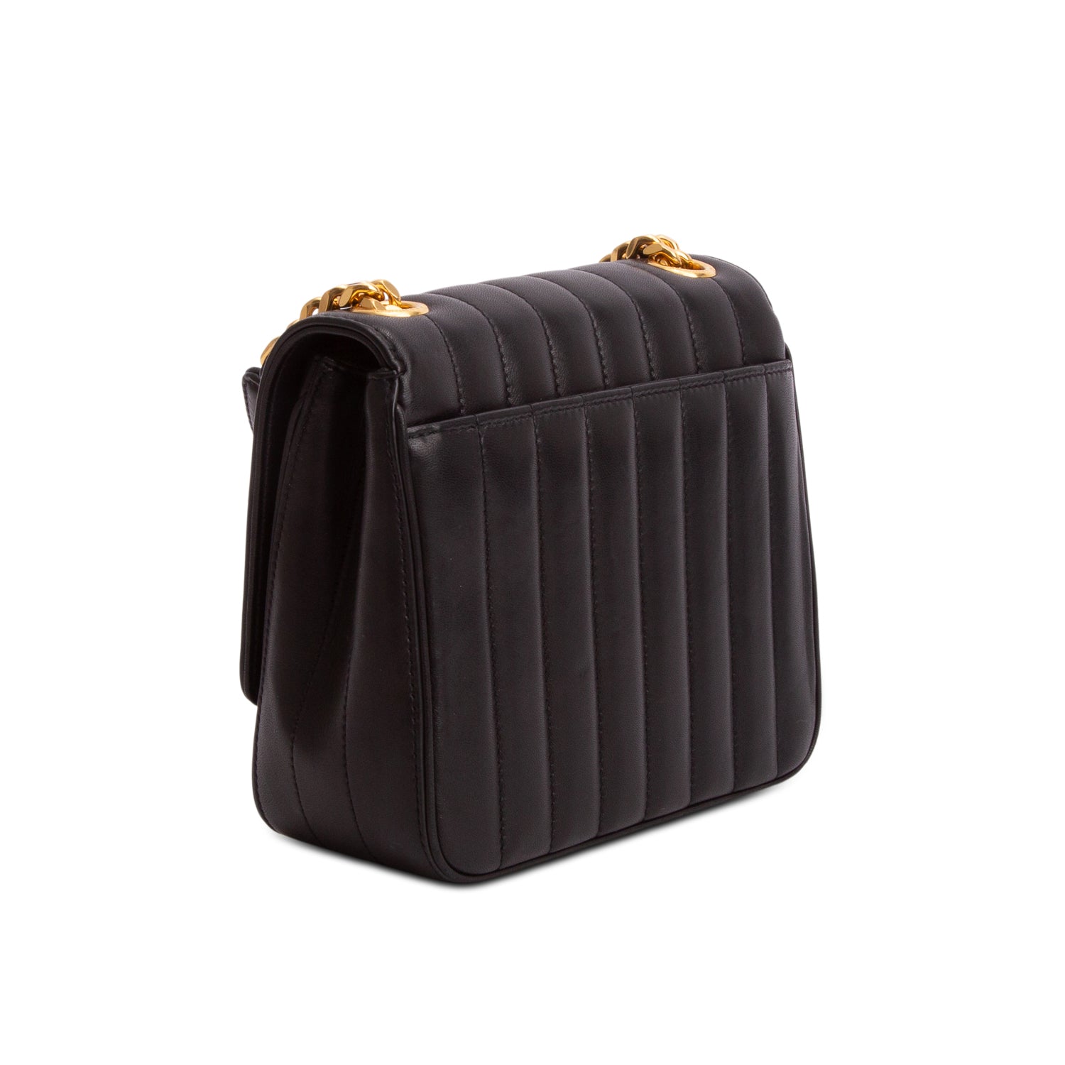 Saint Laurent Black Lambskin Matelasse Monogram Medium Vicky