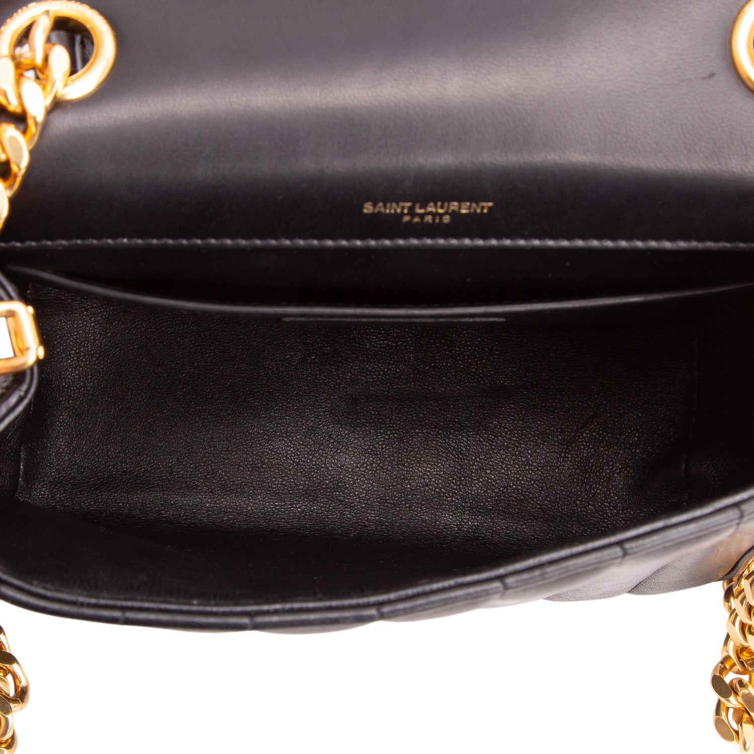 Saint Laurent Black Lambskin Matelasse Monogram Medium Vicky