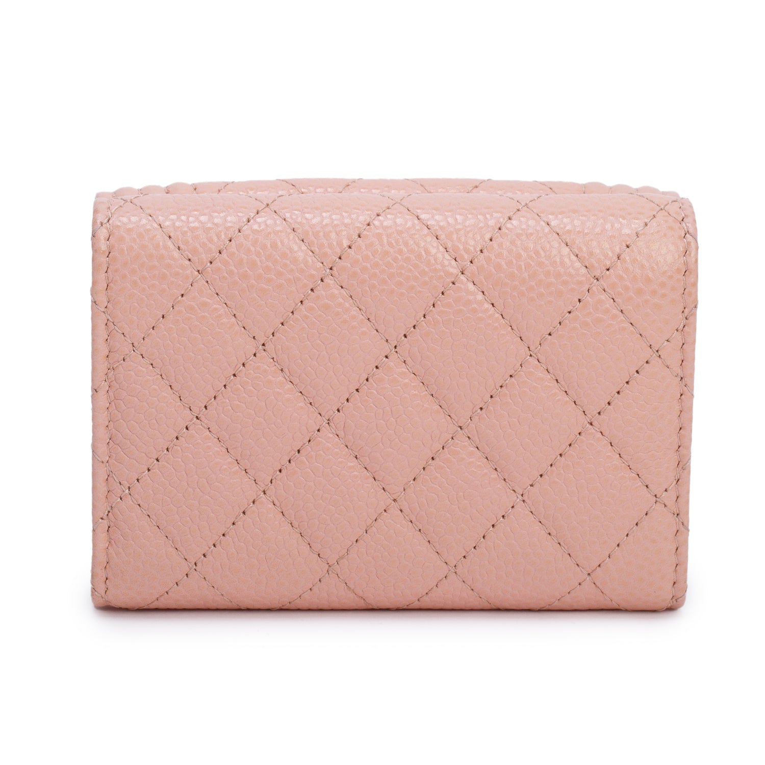Chanel Pink Quilted Caviar Leather Boy Trifold Compact Wallet w/ Box & Authenticity Card