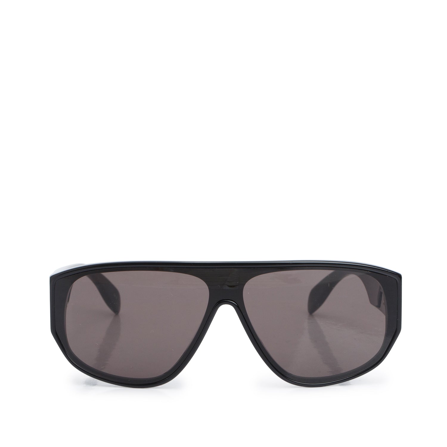 Alexander McQueen AM0386S Black Acetate Logo Shield Sunglasses w/ Case
