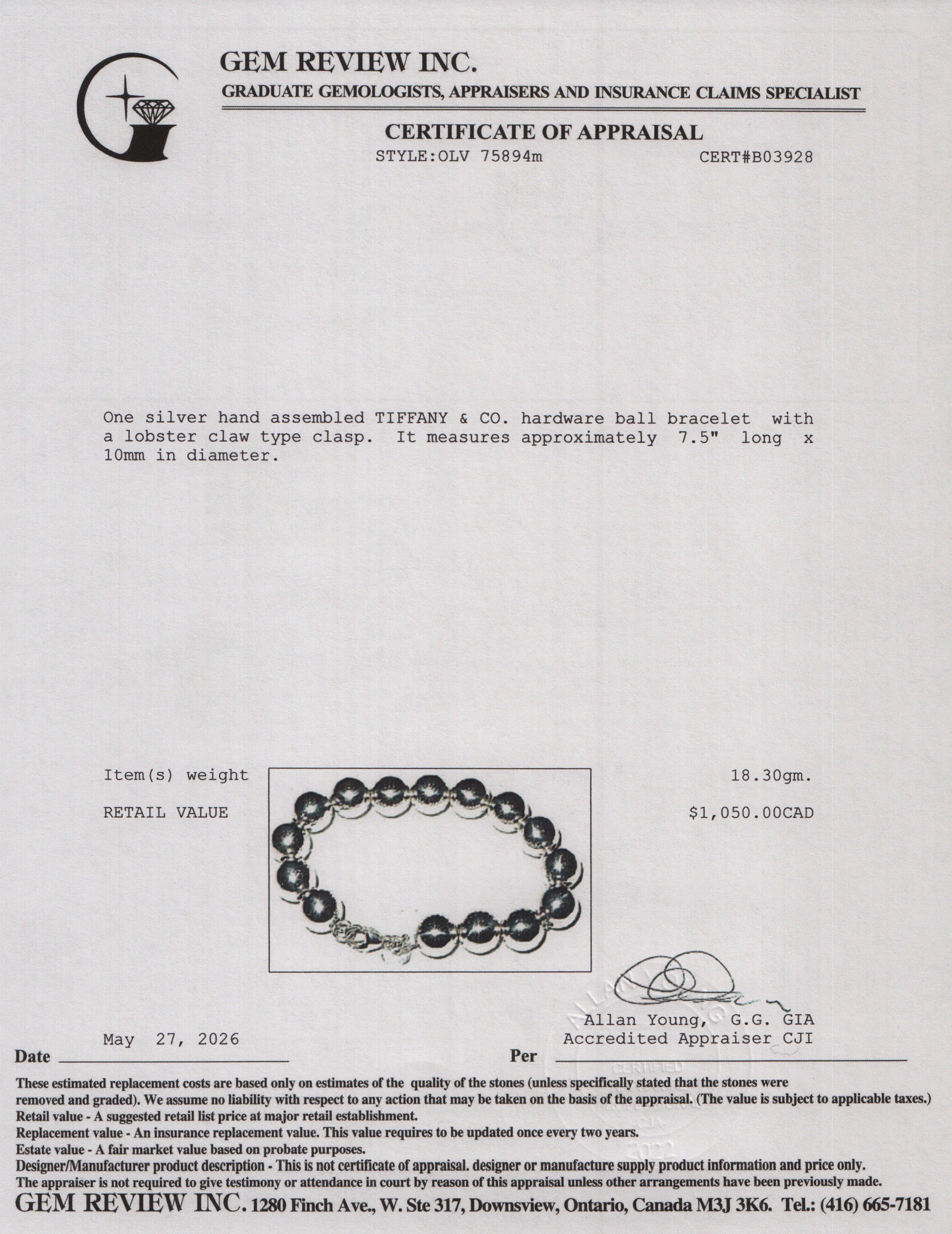 Tiffany & Co. Sterling Silver 10 MM HardWear Ball Bracelet