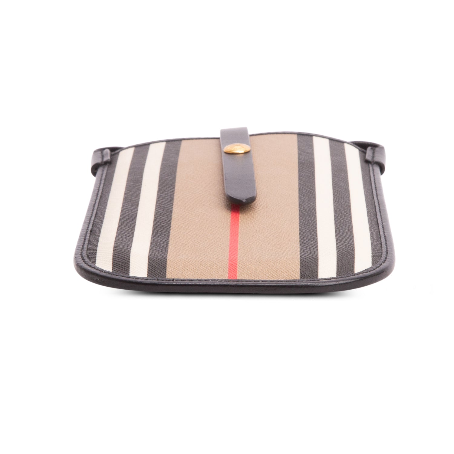 Burberry Black Leather Icon Stripe Canvas Phone Case