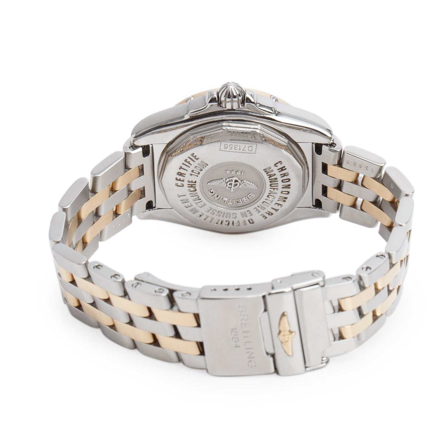 Breitling Stainless Steel & 18k Yellow Gold Galactic Cockpit 32 MM Quartz Watch Blue Diamond Dial D71356 w/ Box & Papers
