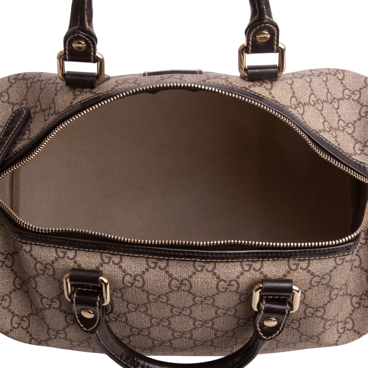 Gucci Beige GG Plus Monogram Tattoo Heart Medium Joy Boston Bag