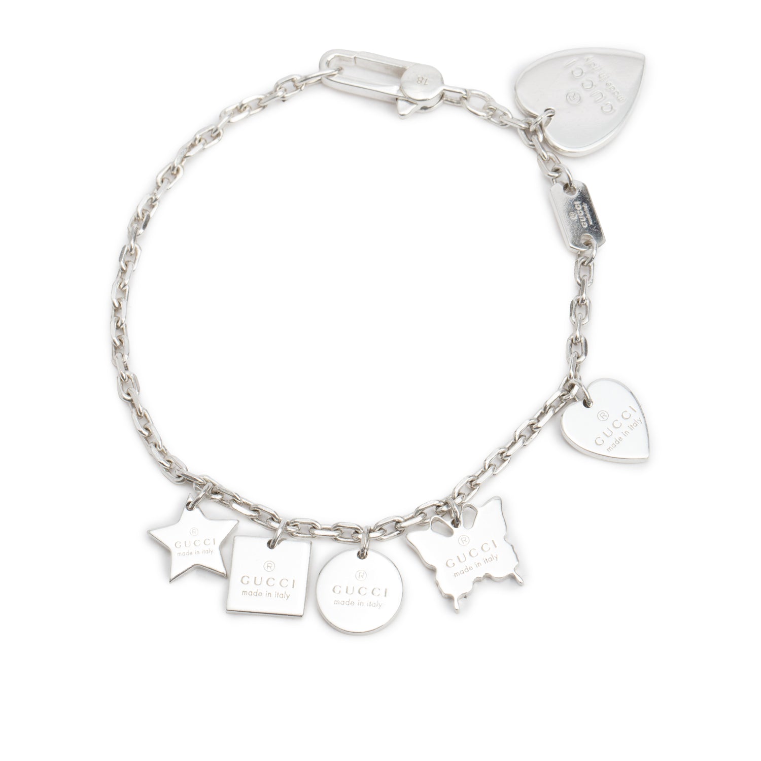 Gucci Sterling Silver Multi-Charm Trademark Bracelet