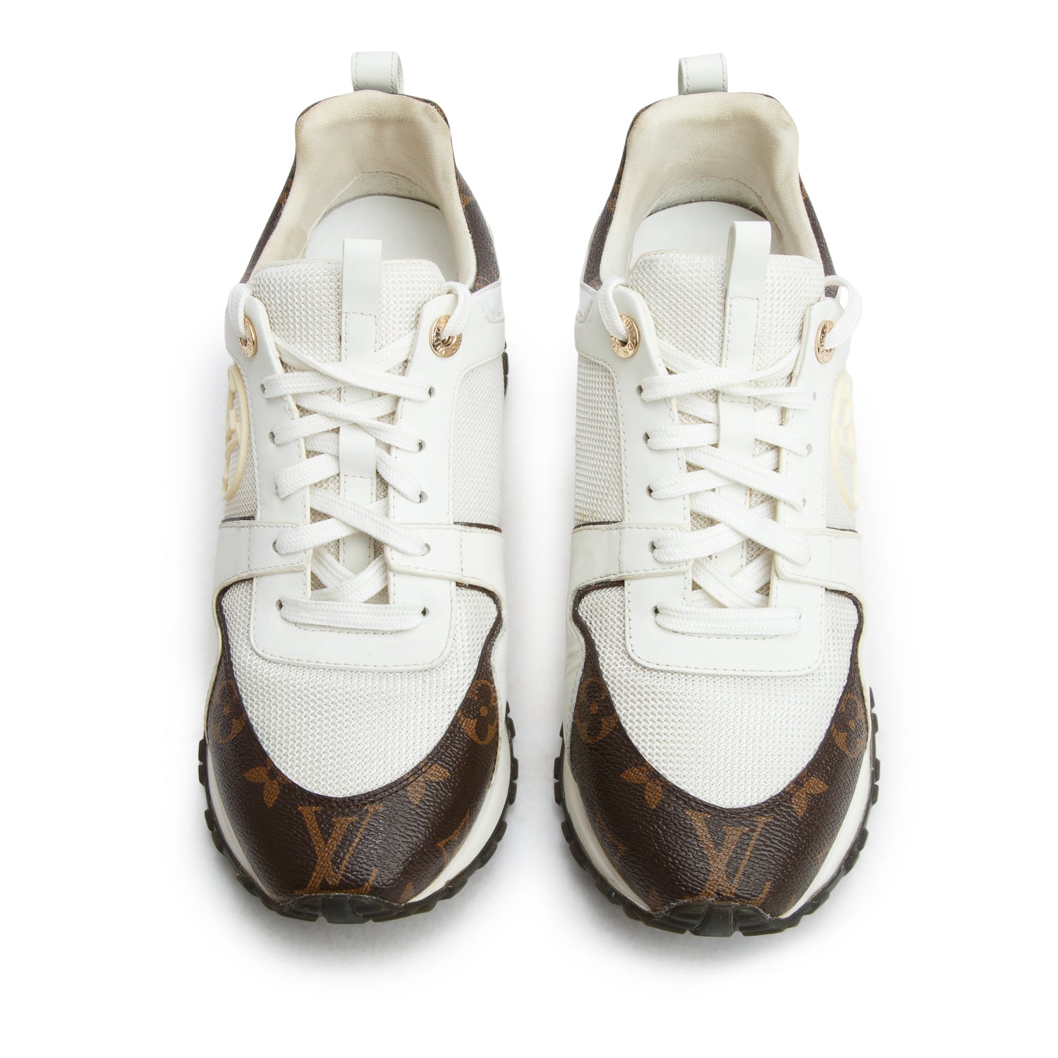 Louis Vuitton Monogram Mesh Calfskin Run Away LV Trainer Sneakers, Size 38 w/ Box