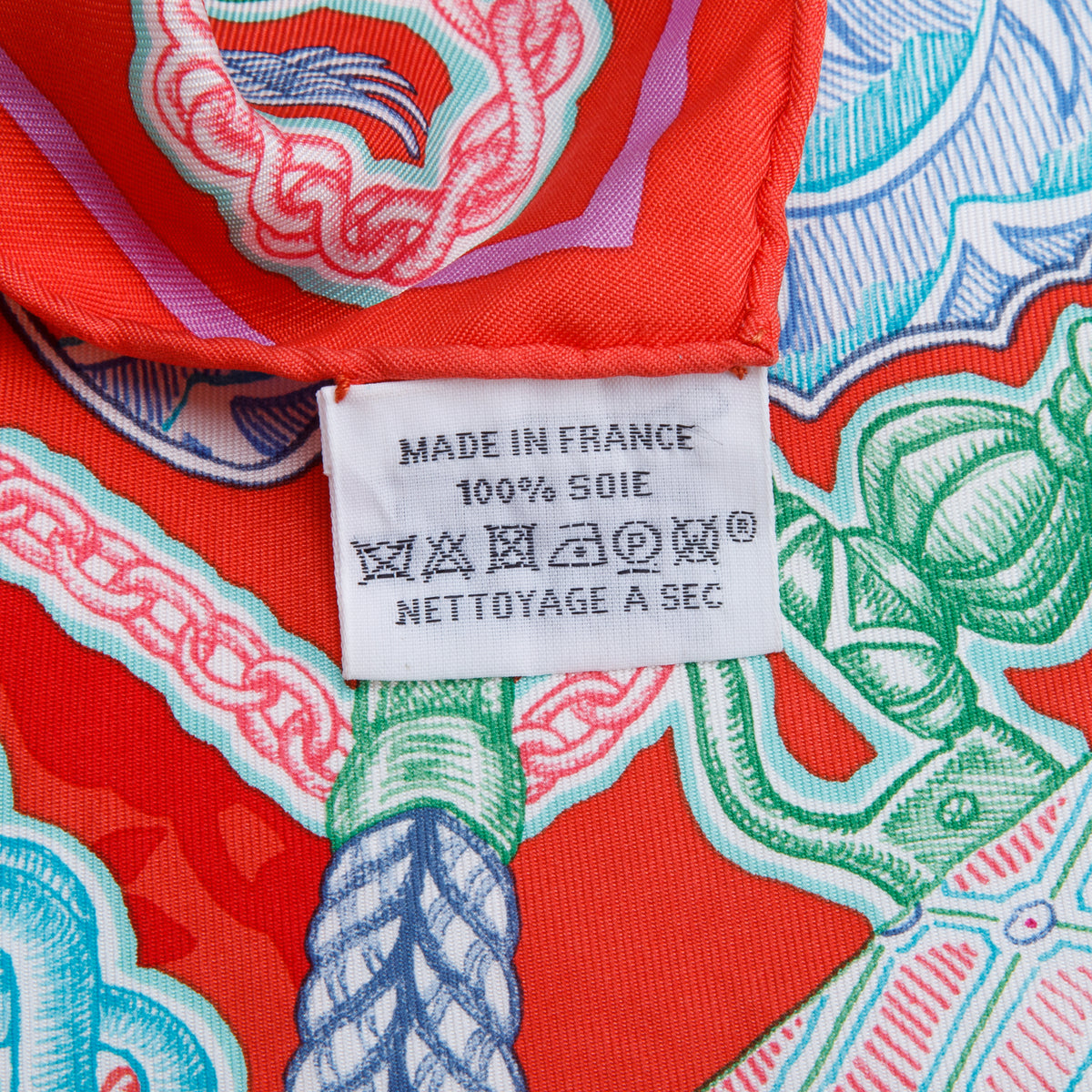 Hermes Pink & Multicolor 'Super Silk Quest' Scarf 90 w/ Box