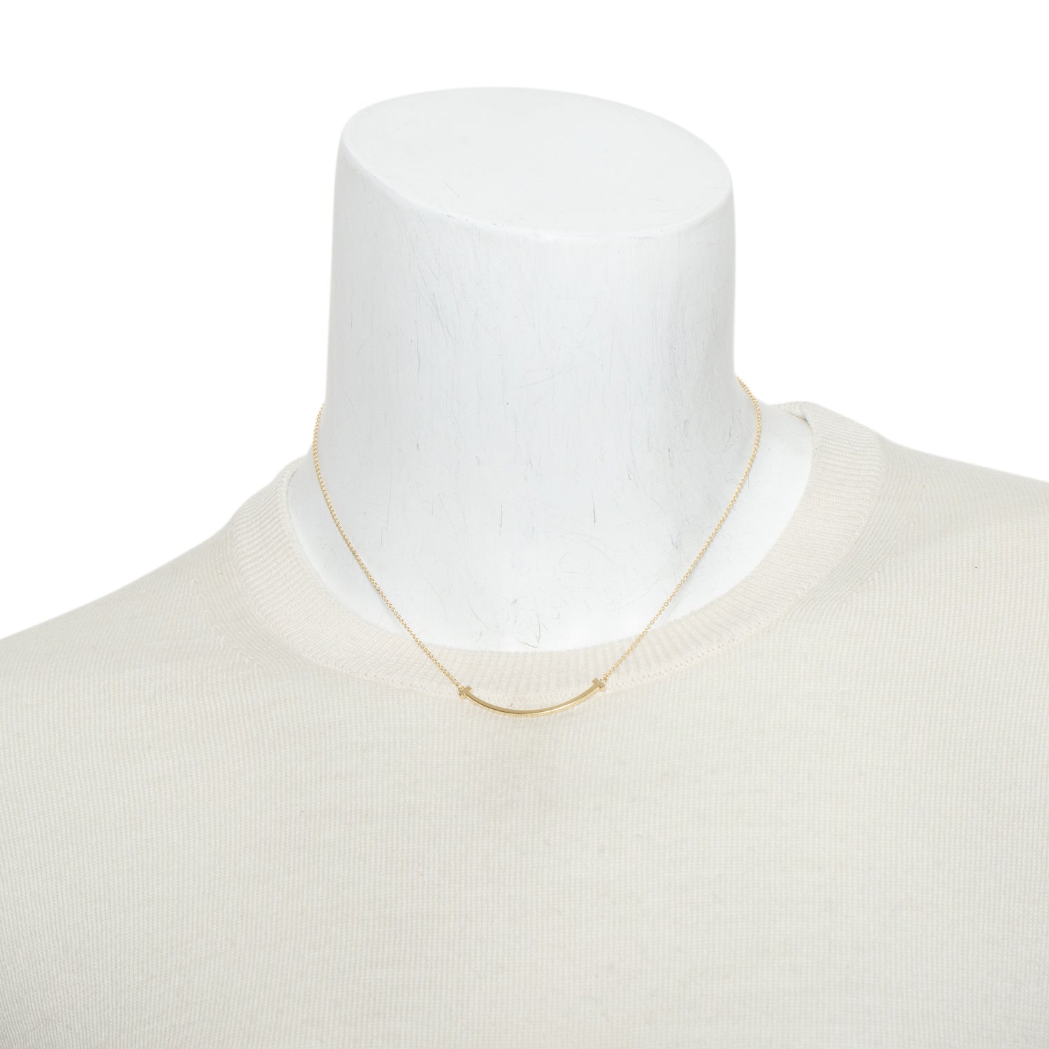Tiffany & Co. 18k Yellow Gold Small T Smile Pendant Necklace w/ Box