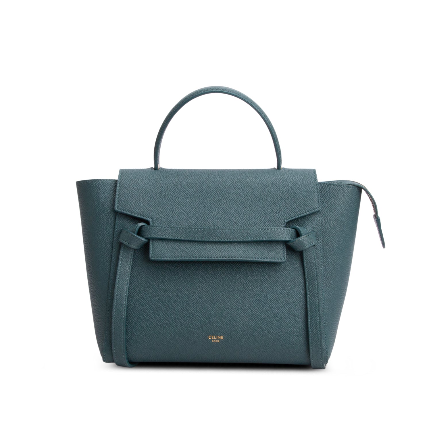 Celine 2020 Green Grained Calfskin Leather Nano Belt Bag w/ Strap