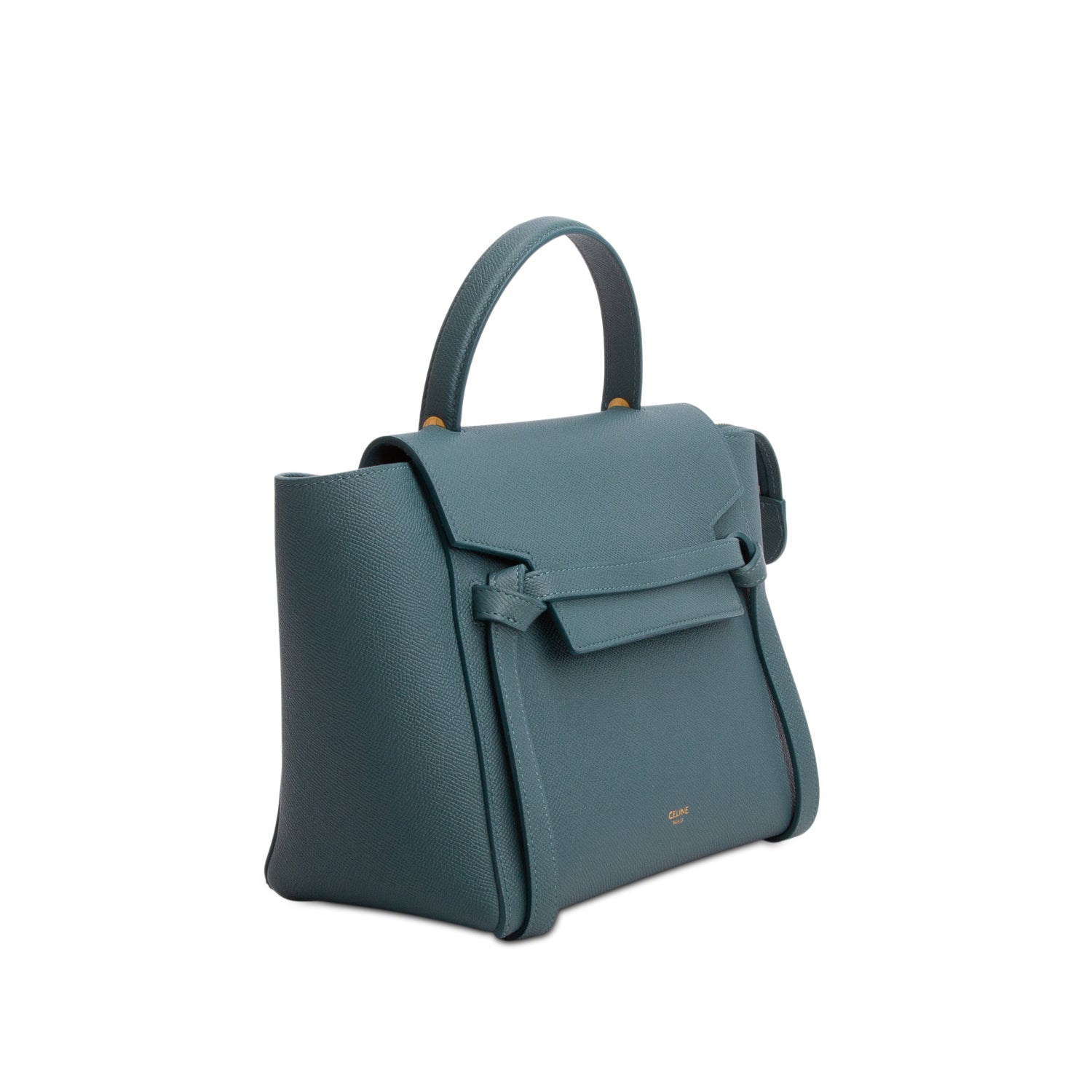 Celine 2020 Green Grained Calfskin Leather Nano Belt Bag w/ Strap