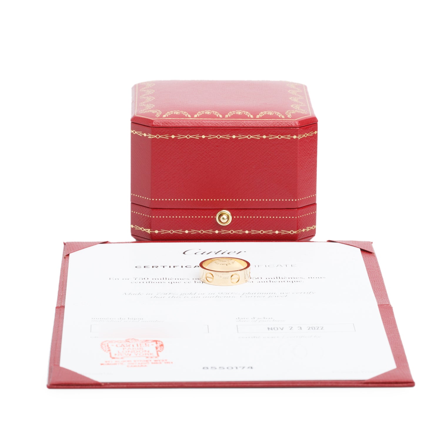 Cartier 2022 18k Yellow Gold 5.5 MM Love Ring, Classic Model, Size 53 6.25 w/ Box & Certificate