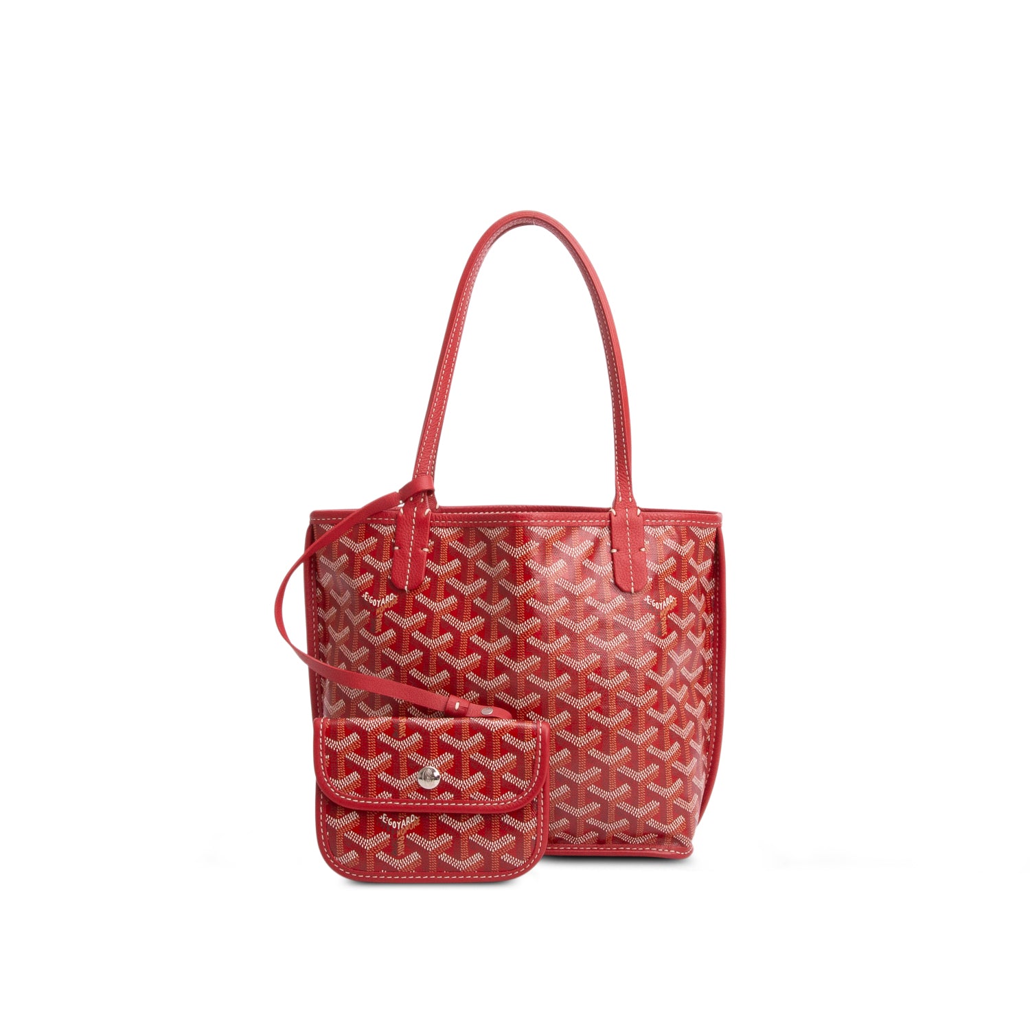 Goyard 2024 Red Goyardine Reversible Mini Anjou w/ Pouch