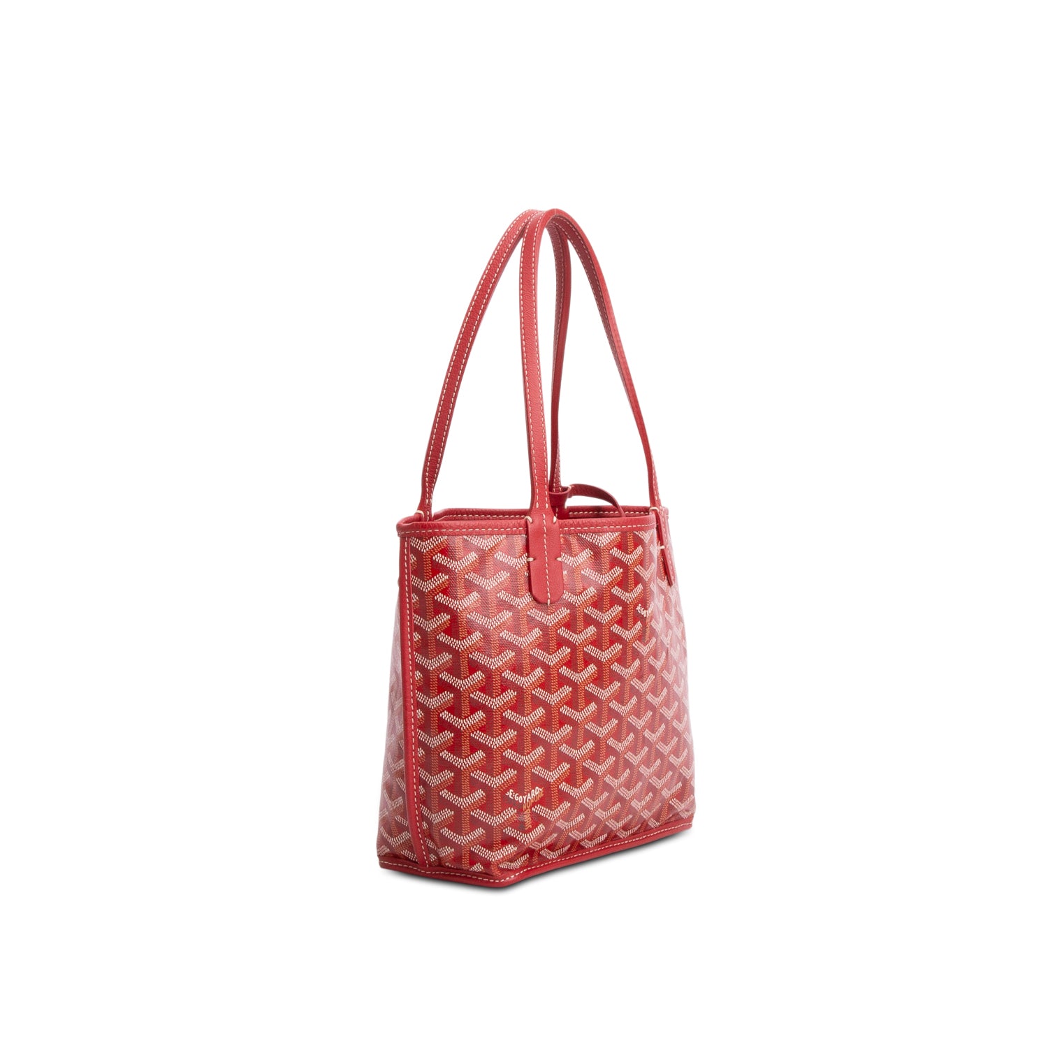 Goyard 2024 Red Goyardine Reversible Mini Anjou w/ Pouch