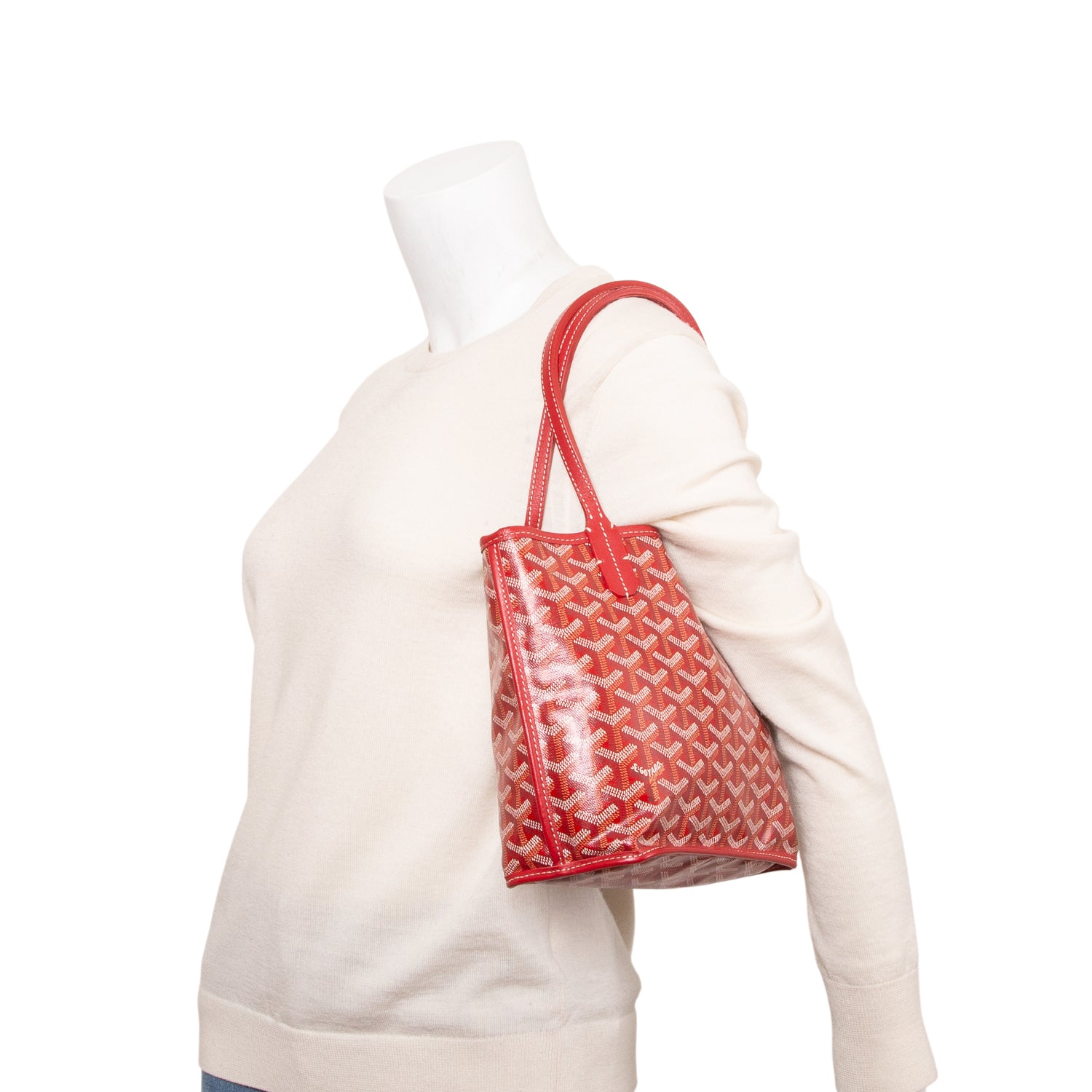 Goyard 2024 Red Goyardine Reversible Mini Anjou w/ Pouch