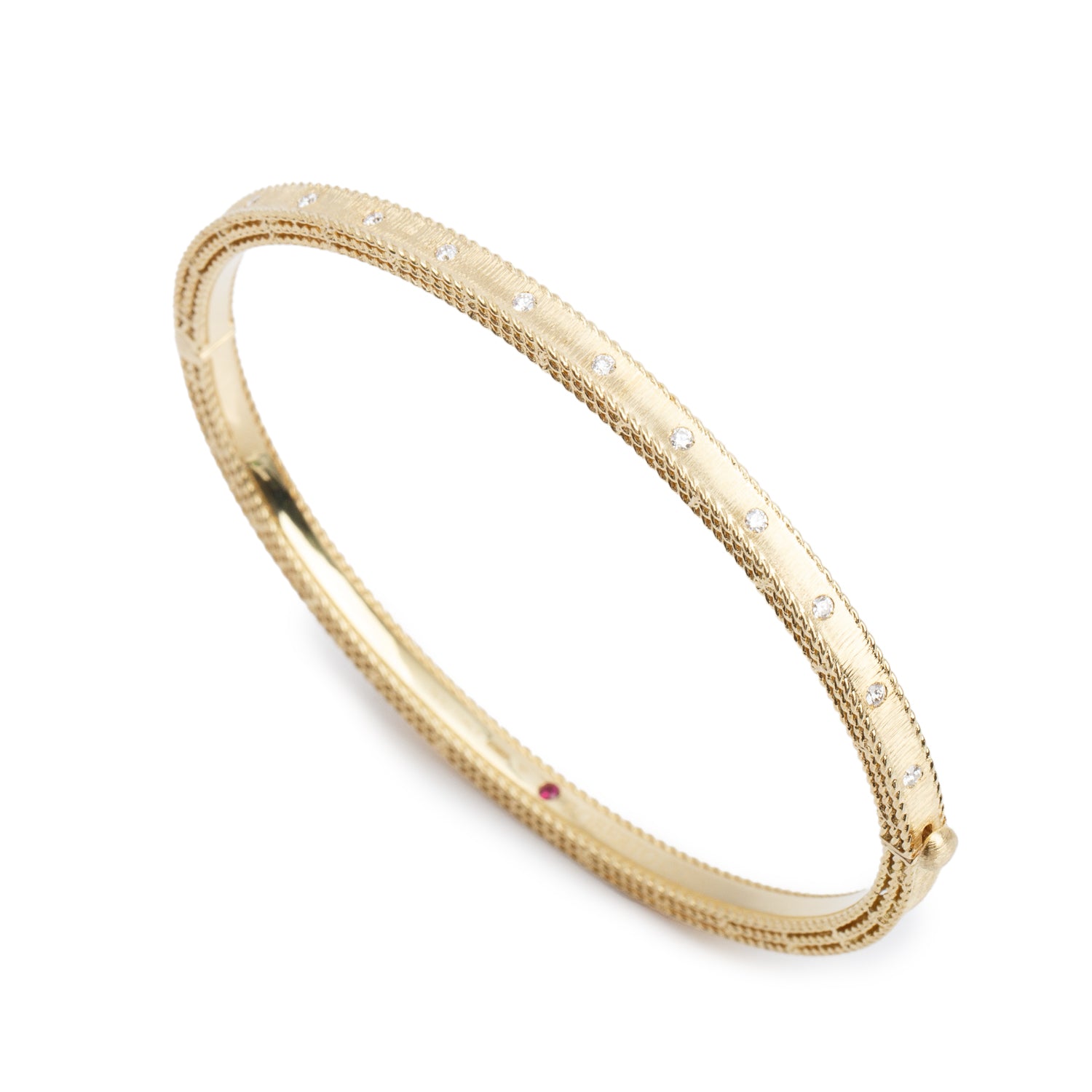 Roberto Coin 18k Yellow Gold Pave Diamond Princess Bangle Bracelet