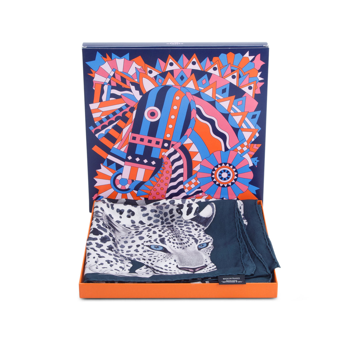 Hermes Green & Multicolor 'Lazy Leopardesses' Scarf 90 w/ Box