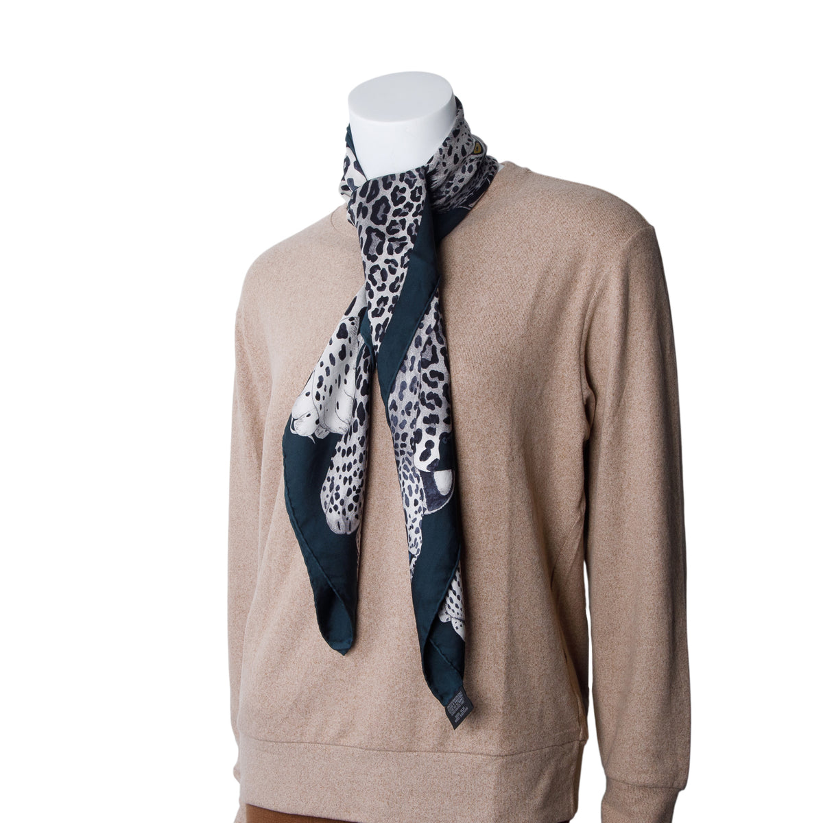 Hermes Green & Multicolor 'Lazy Leopardesses' Scarf 90 w/ Box