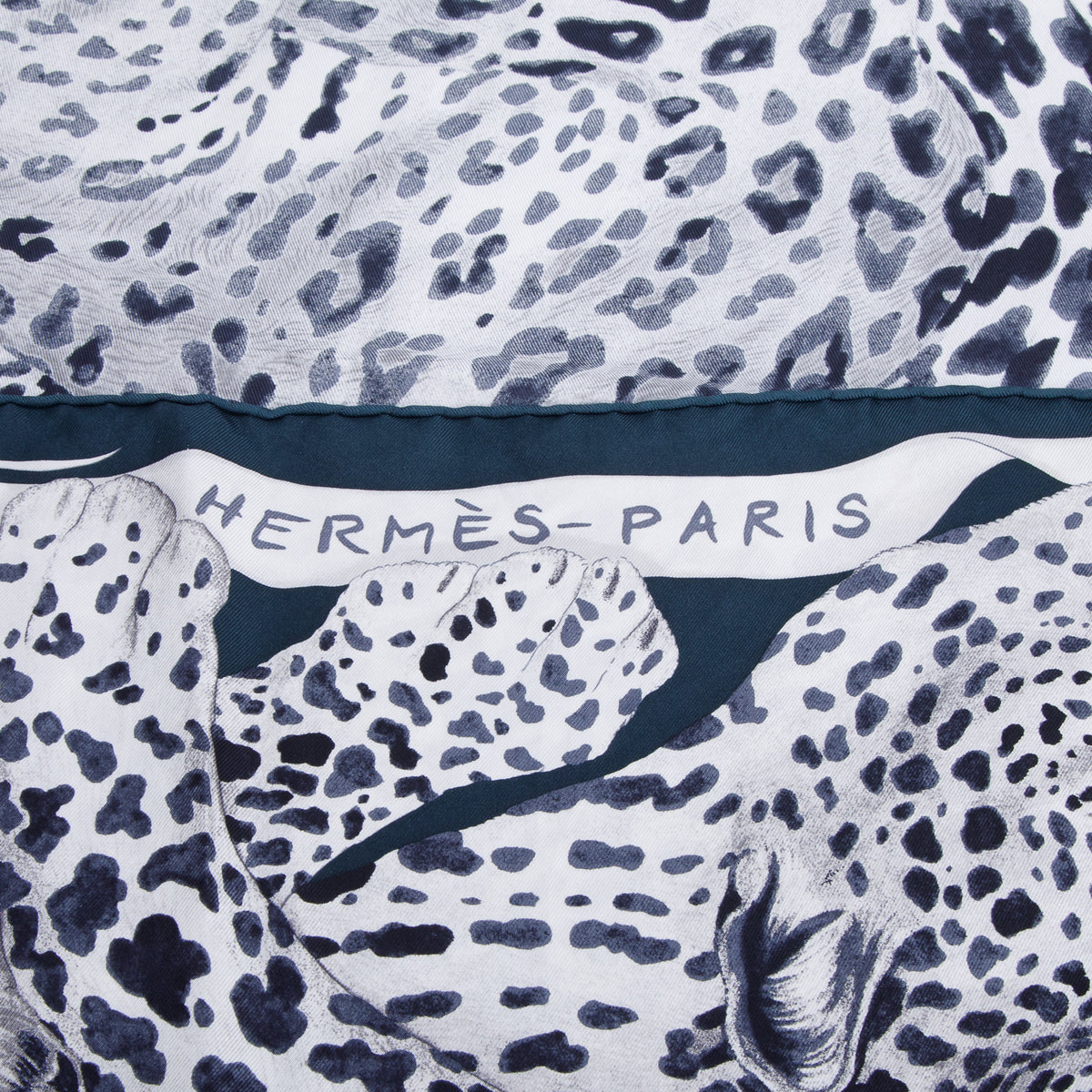 Hermes Green & Multicolor 'Lazy Leopardesses' Scarf 90 w/ Box