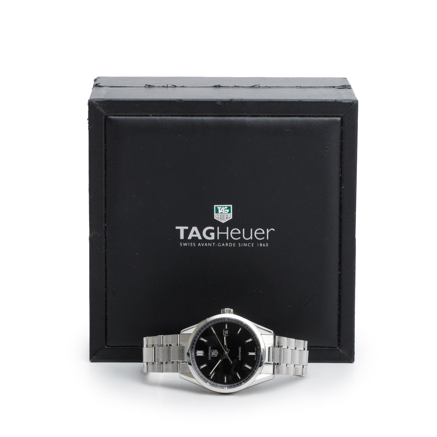 Tag Heuer Stainless Steel Carrera Calibre 5 39 MM Automatic Watch Black Dial WV211B-2 w/ Box & Papers