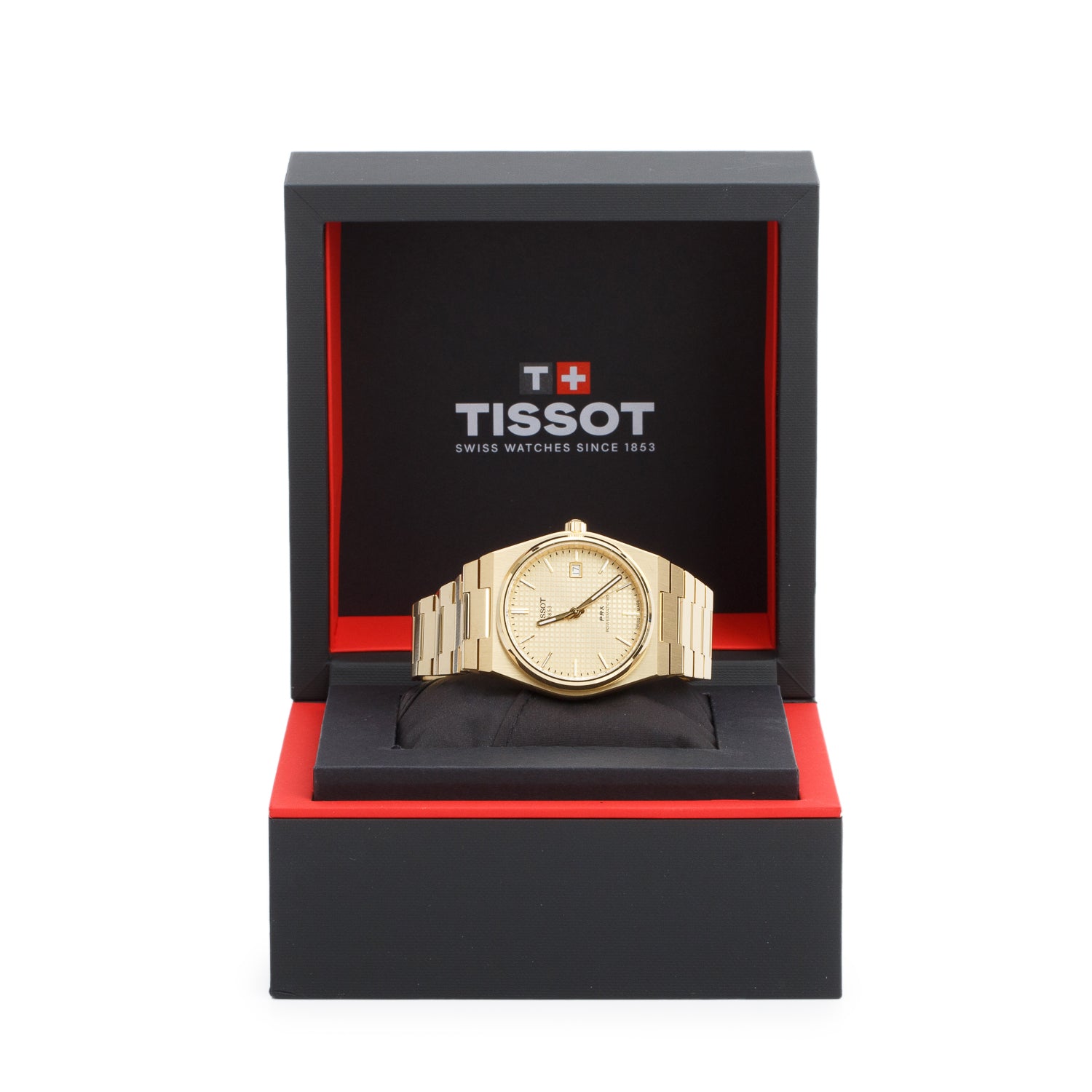 Tissot Gold-Plated Stainless Steel PRX 40 MM Powermatic 80 Automatic Watch Gold Dial w/ Box & Papers