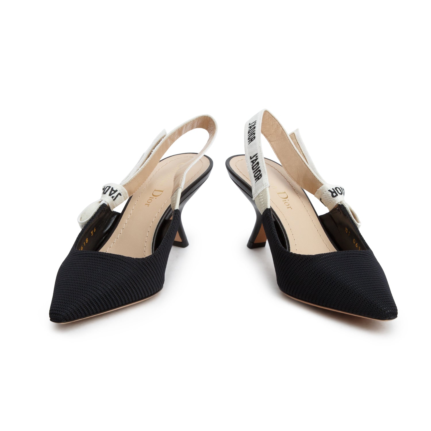 Christian Dior Black Technical Fabric Ribbon J'Adior Slingback Pumps, Women's Size 36 w/ Box