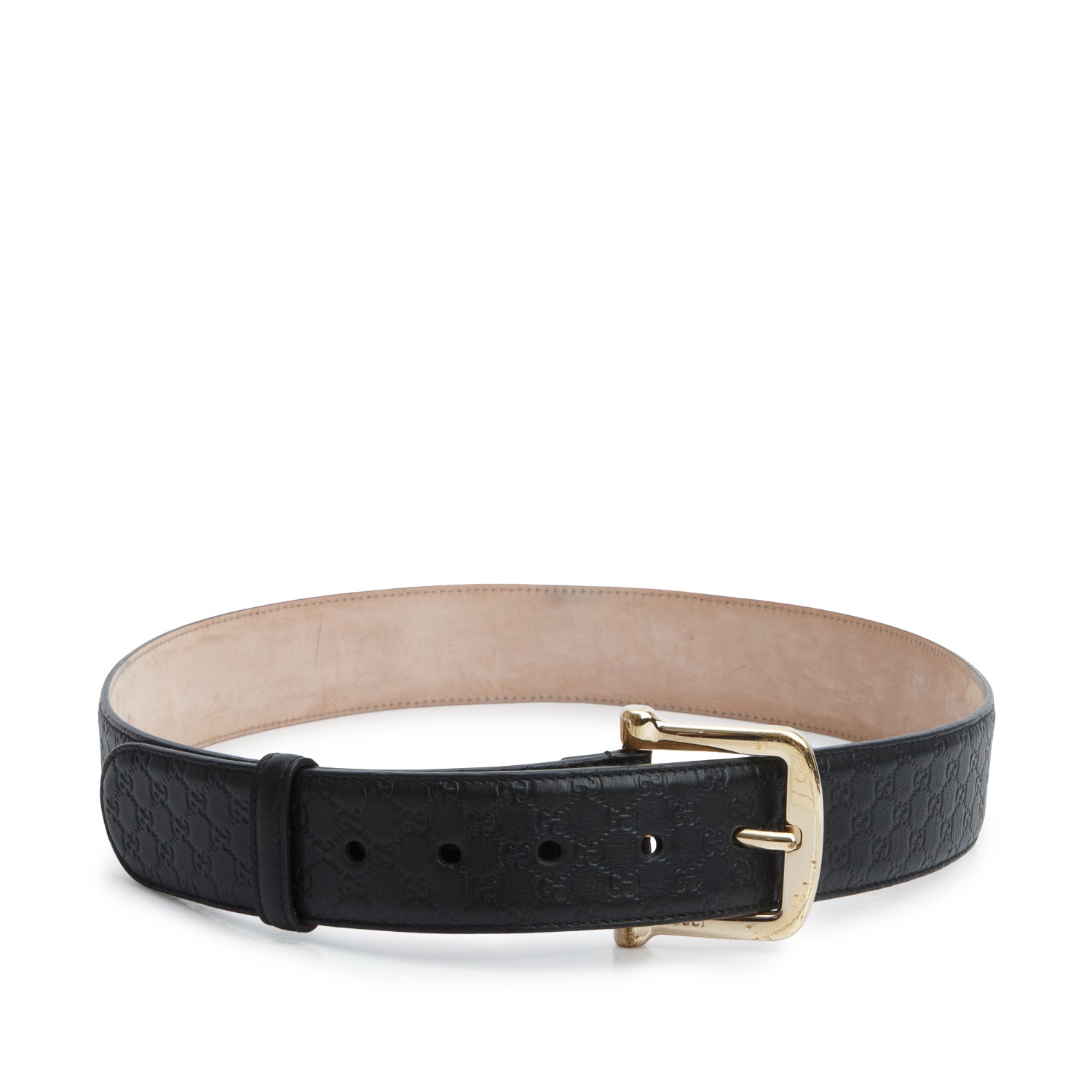 Gucci Black Microguccissima Calfskin Square Buckle Belt 90 36