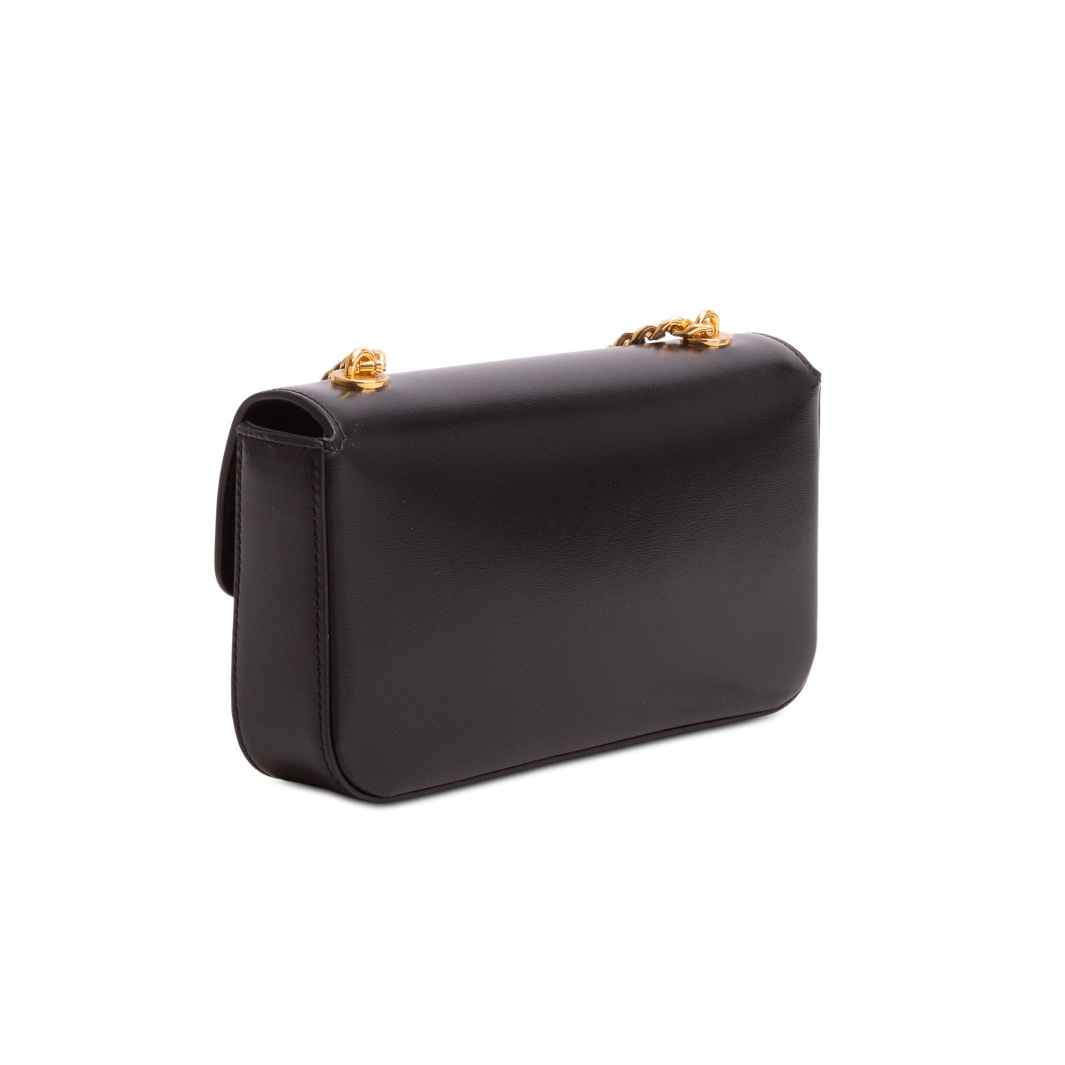 Celine 2021 Black Shiny Calfskin Claude Chain Shoulder Bag