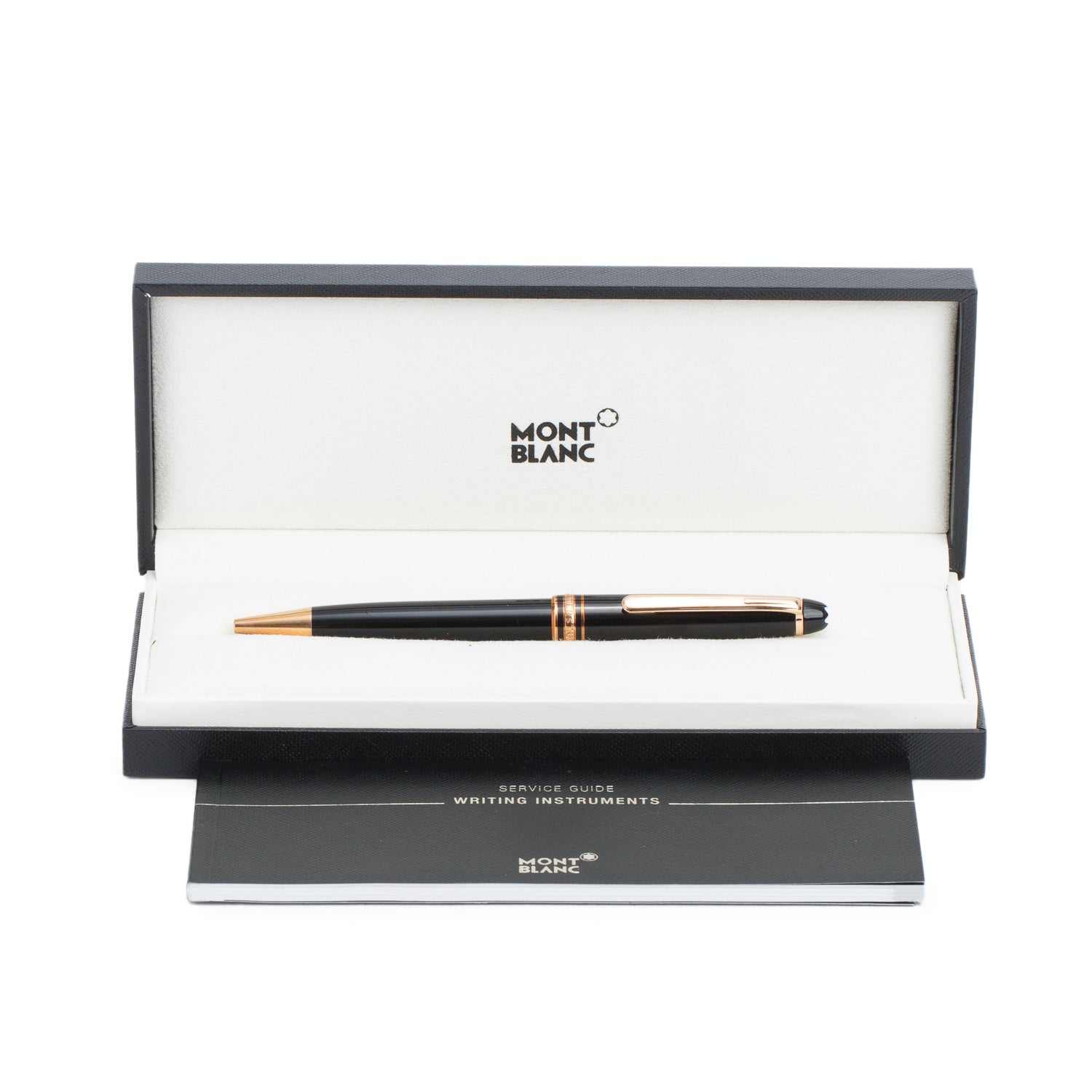Montblanc Rose Gold Coated Meisterstuck Classique Black Resin Ballpoint Pen w/ Box