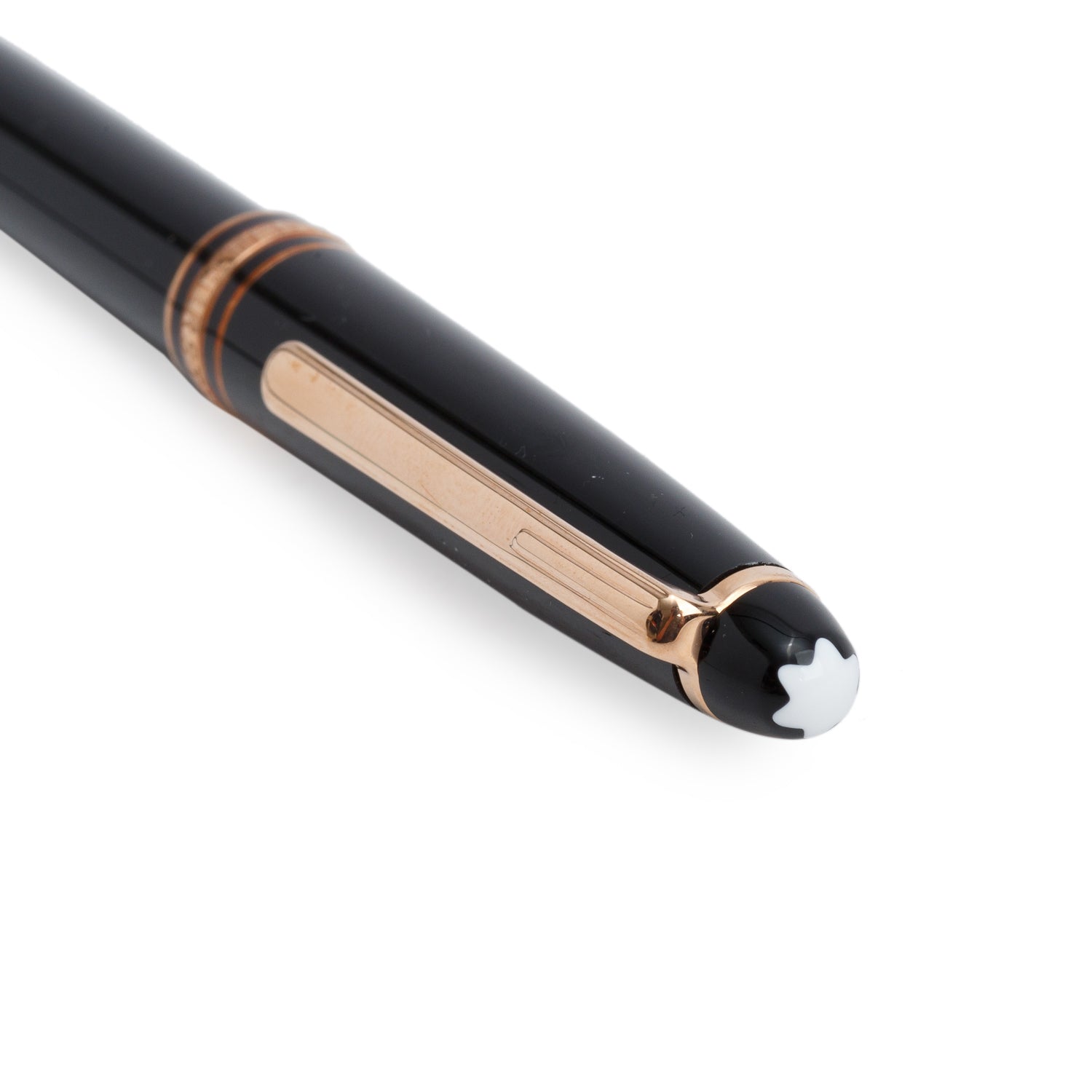 Montblanc Rose Gold Coated Meisterstuck Classique Black Resin Ballpoint Pen w/ Box