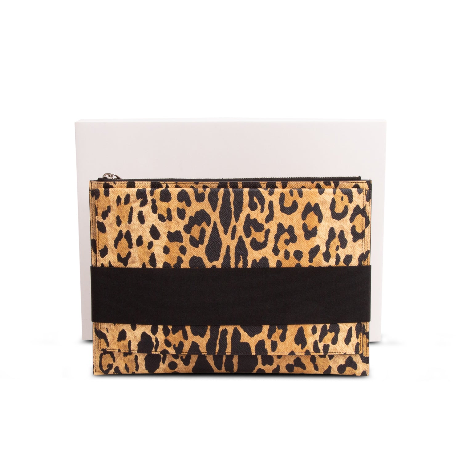 Givenchy Leopard Print Calfskin Leather Zip Clutch w/ Box
