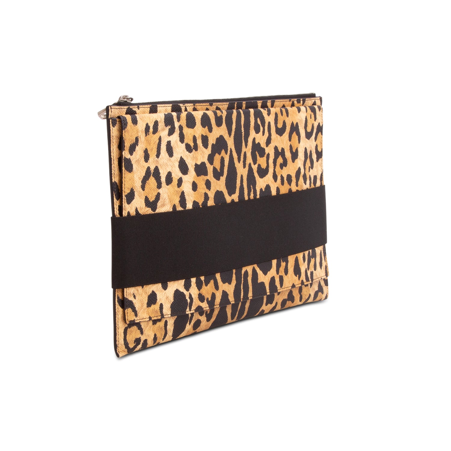 Givenchy Leopard Print Calfskin Leather Zip Clutch w/ Box