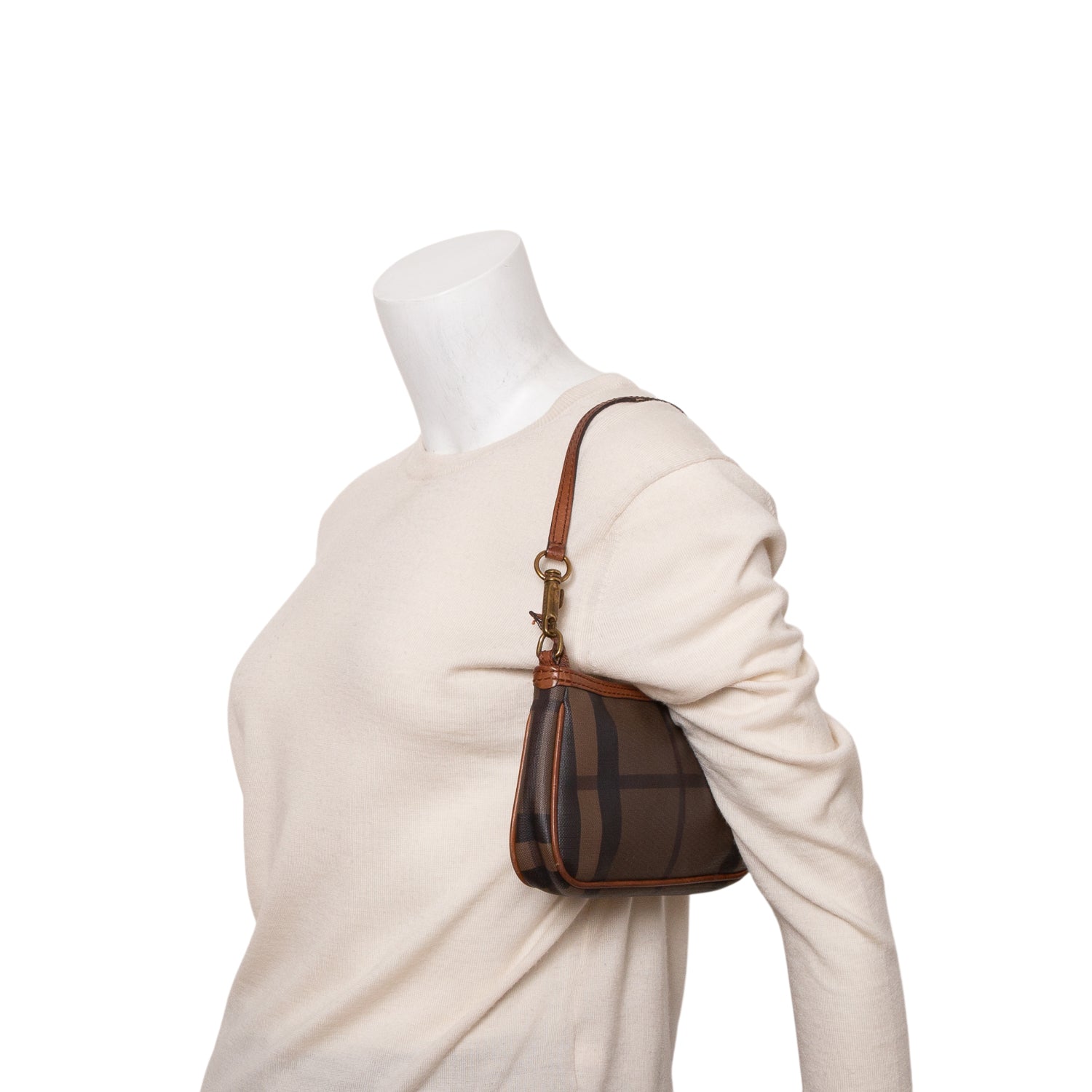 Burberry Brown Check Coated Canvas Pochette Bag