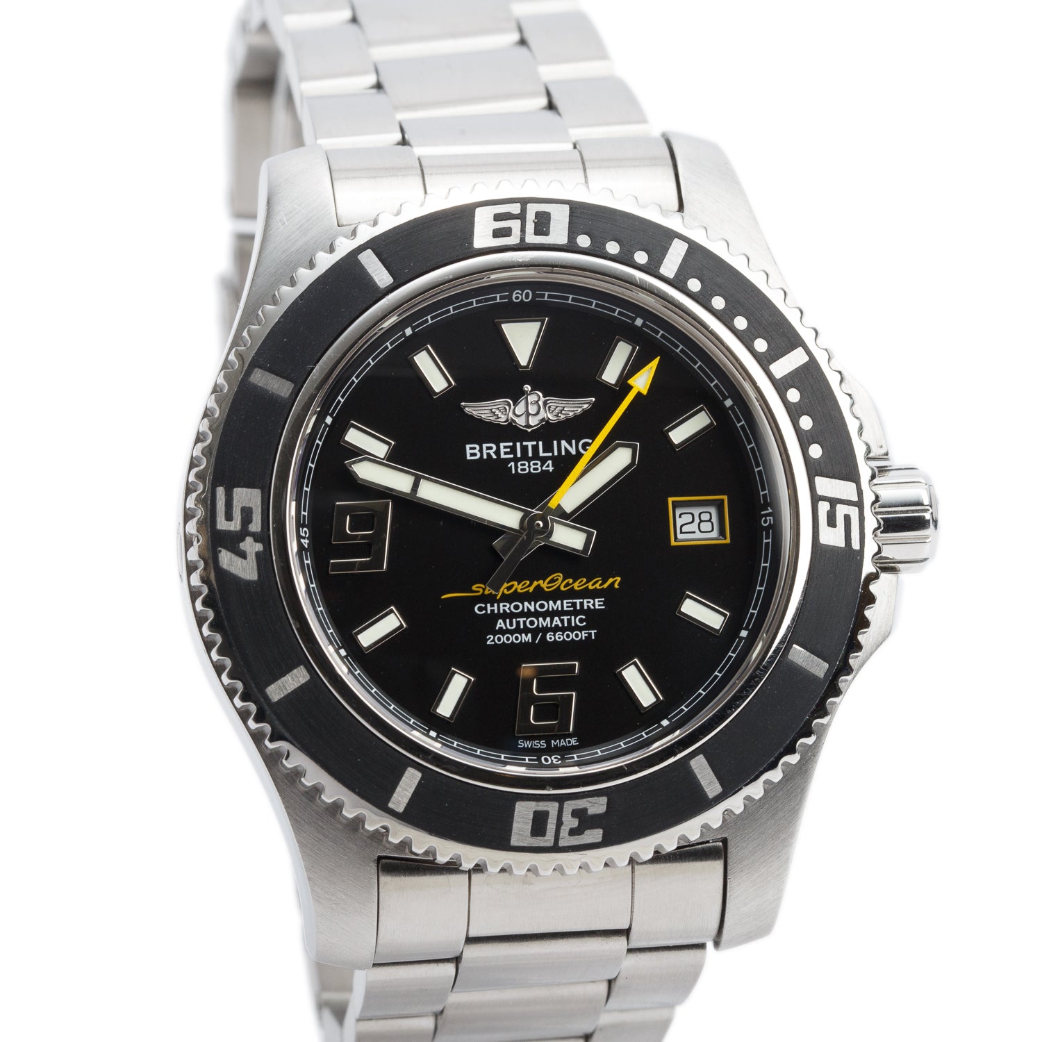 Breitling Stainless Steel Superocean 44 MM Automatic Watch Black Dial A17391 w/ Box & Papers