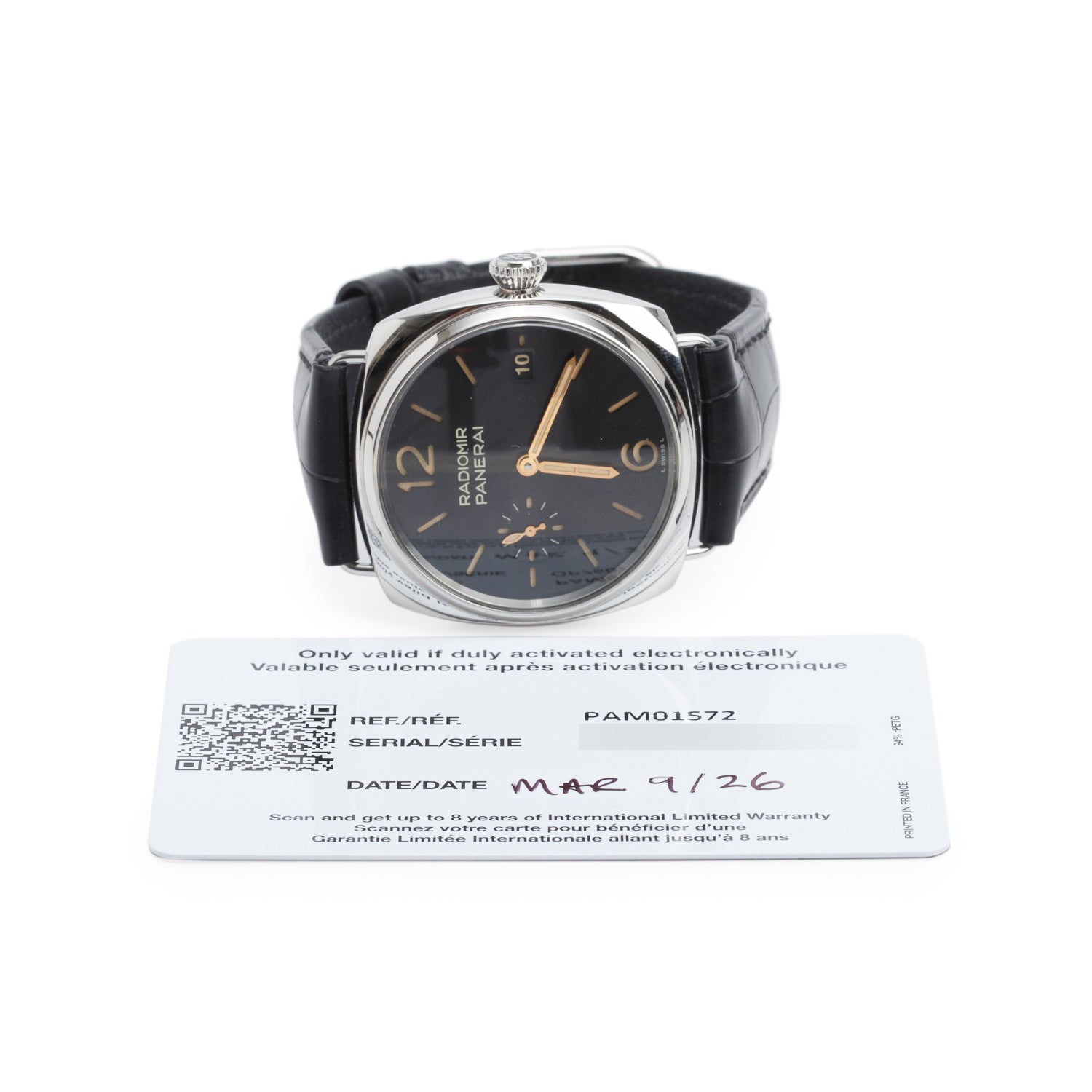 Panerai 2026 Stainless Steel Radiomir 1940 3 Days 40 MM Automatic Watch Black Dial PAM01572 w/ Papers