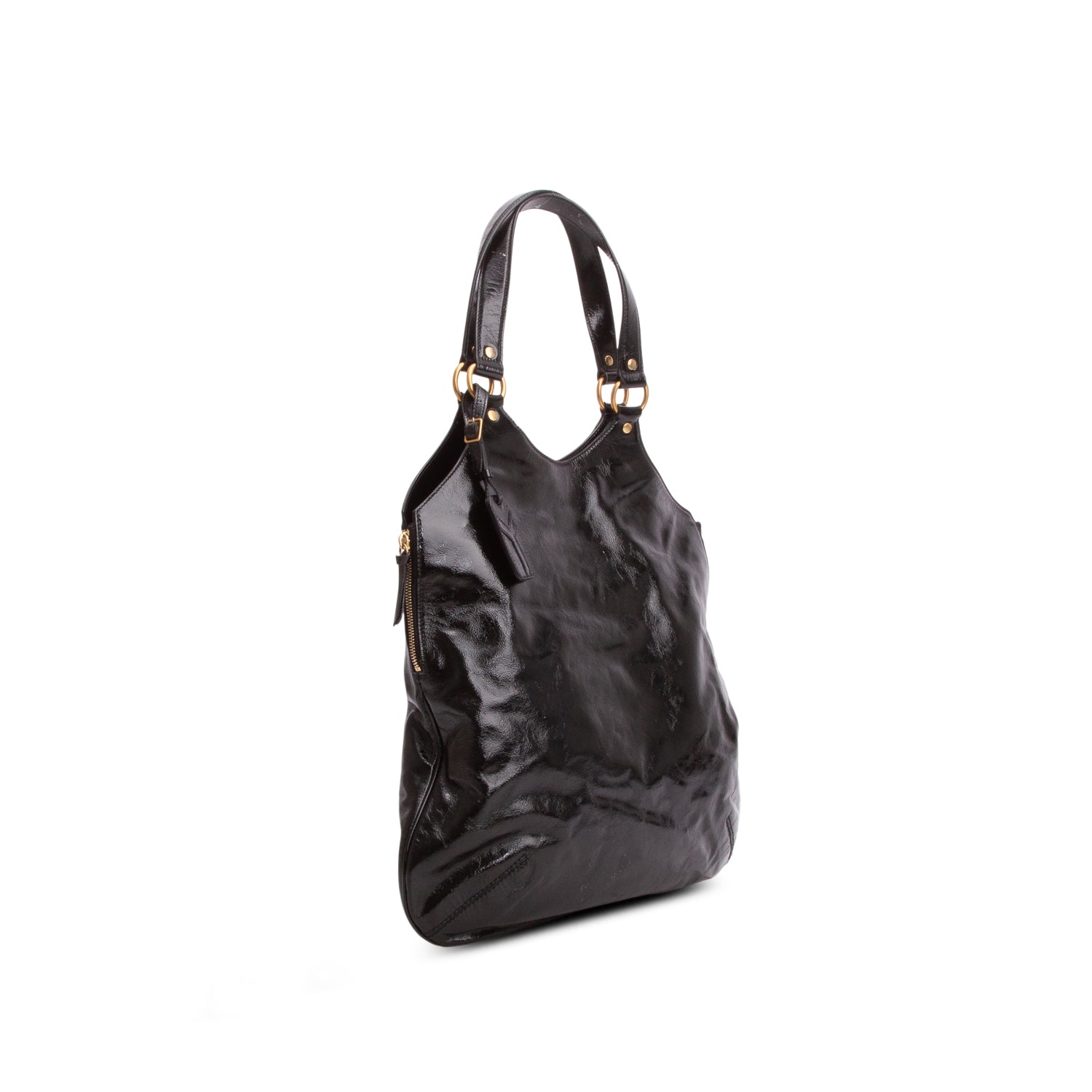 Saint Laurent Black Patent Leather Metropolis Tribute Tote